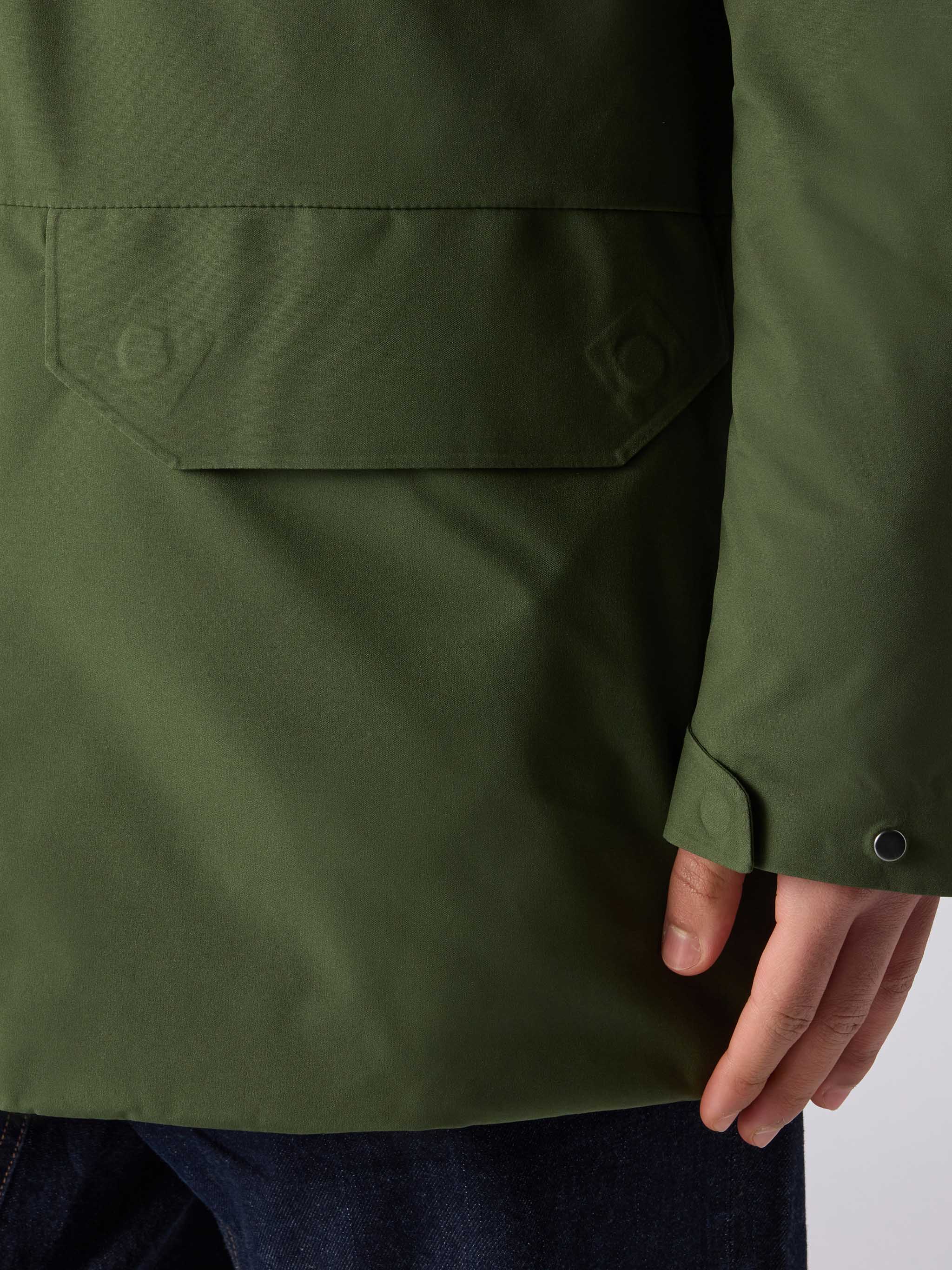 Man military green hooded parka Voyager with bandanna print - Image 3
