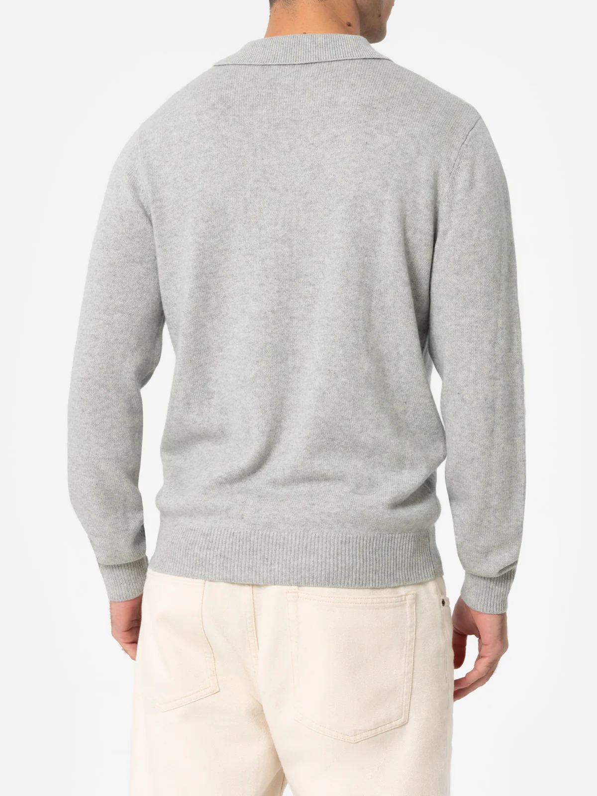 Man mélange grey cashmere blend polo collar sweater Covent - Image 3
