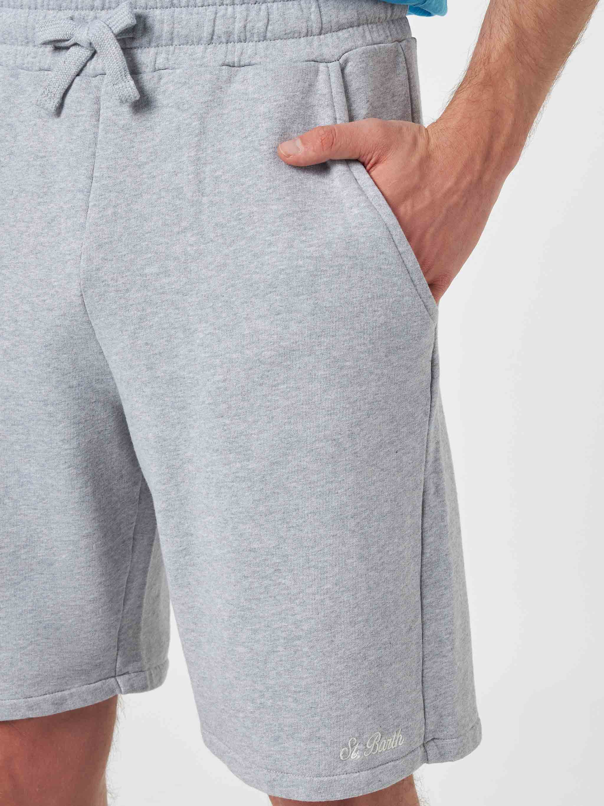 Man mélange grey cotton fleece bermuda shorts Randle - Image 3