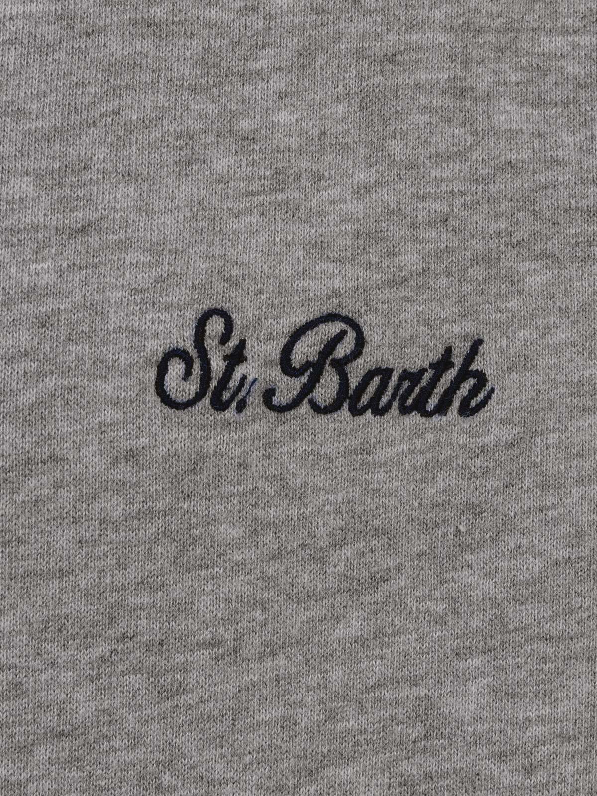 Man mélange grey sweatshirt Tribeca with St. Barth embroidery - Image 5