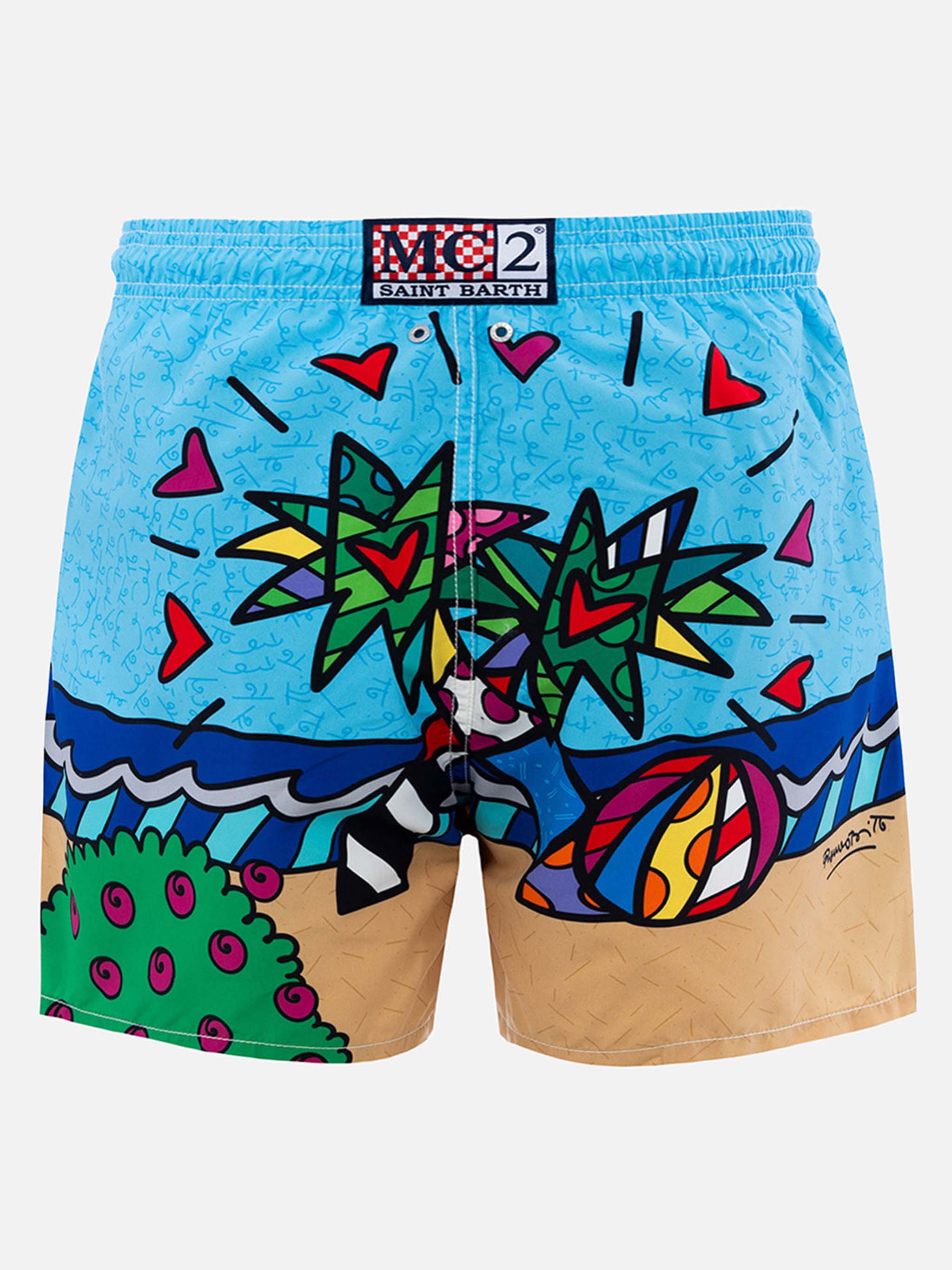 Man mid-length Gustavia swim-shorts with Britto design placed print | ©BRITTO SPECIAL EDITION - Image 2