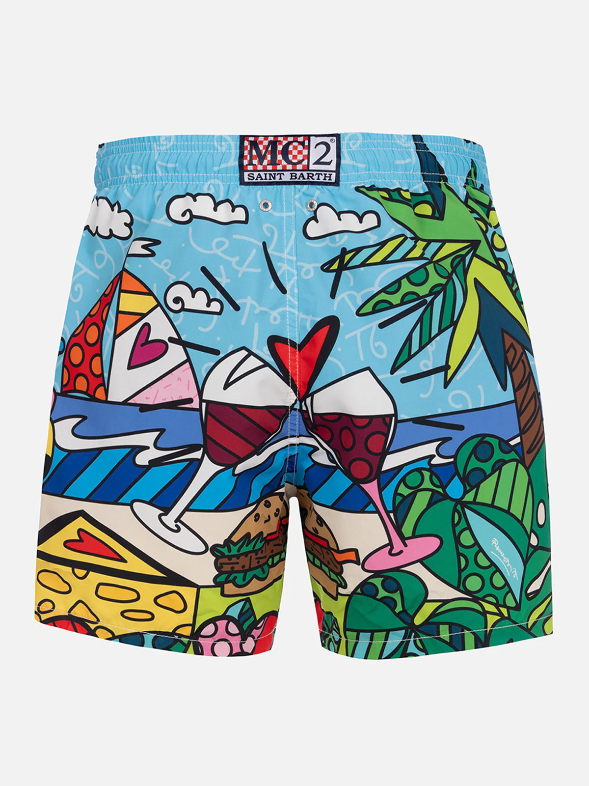 Man mid-length Gustavia swim-shorts with Britto design placed print | ©BRITTO SPECIAL EDITION - Image 2