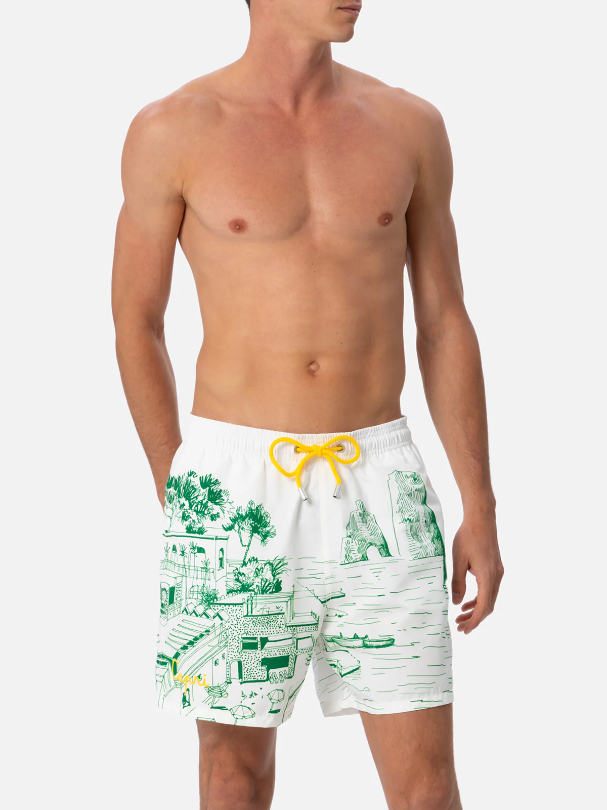 Man mid-length Gustavia swim-shorts with Capri placed print - Image 3