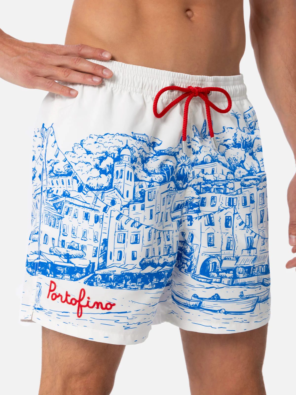 Man mid-length Gustavia swim-shorts with Portofino placed print - Image 3