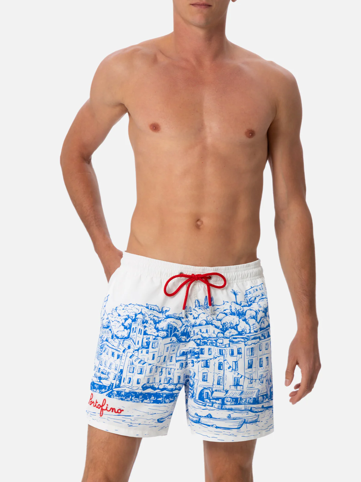 Man mid-length Gustavia swim-shorts with Portofino placed print - Image 4