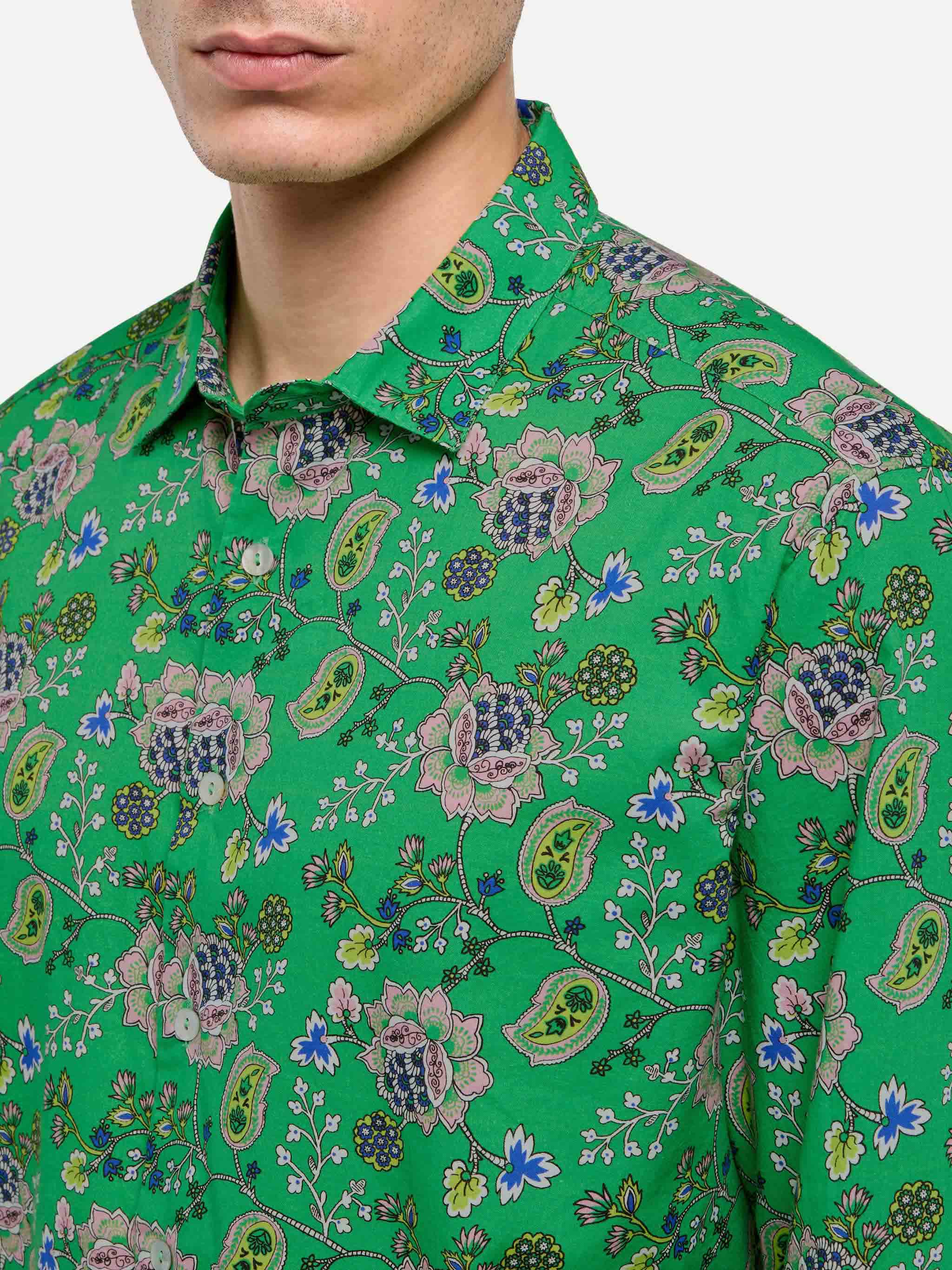 Man muslin cotton shirt Sikelia with boho print - Image 2