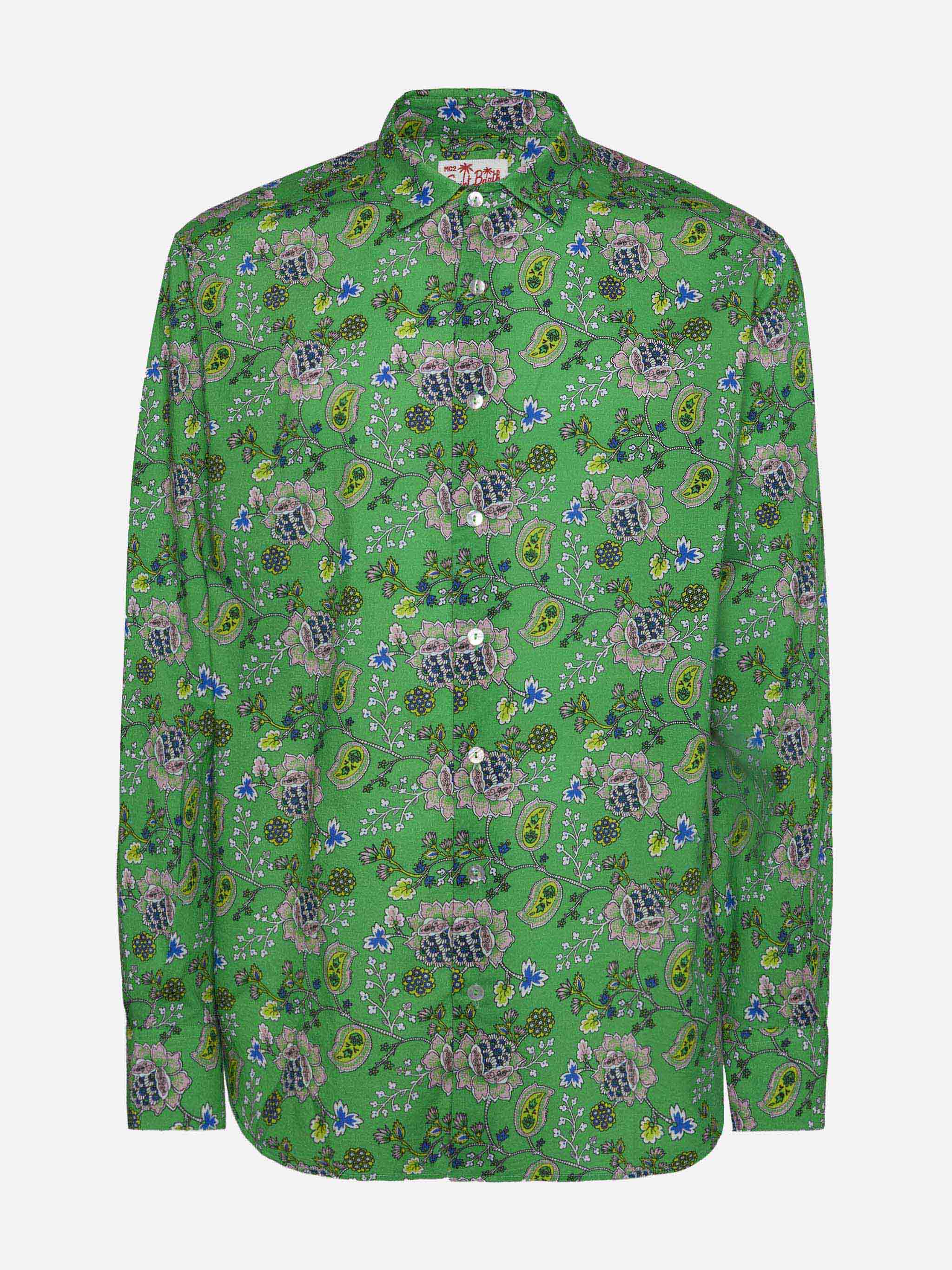 Man muslin cotton shirt Sikelia with boho print - Image 4