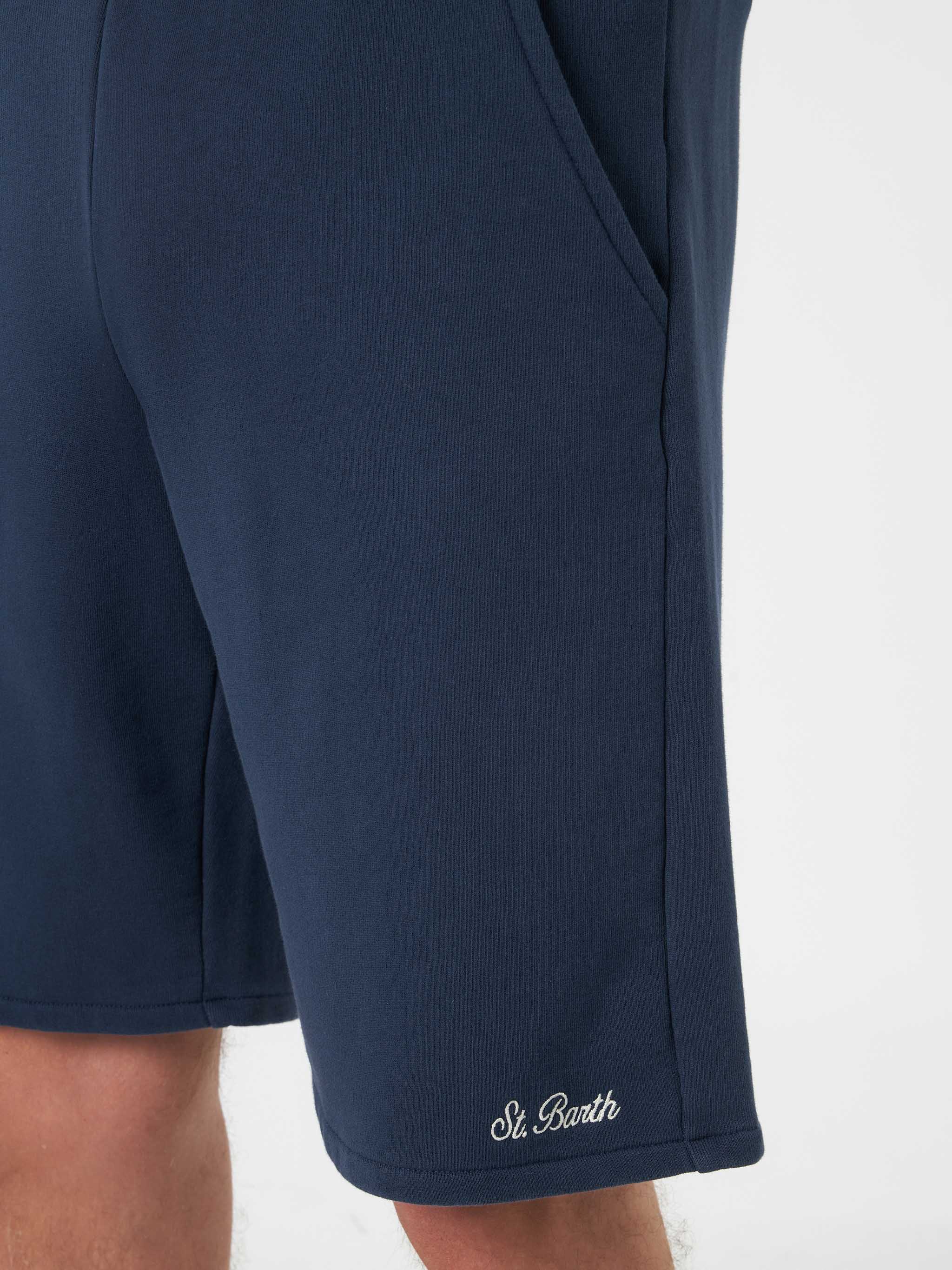 Man navy blue cotton fleece bermuda shorts Randle - Image 3