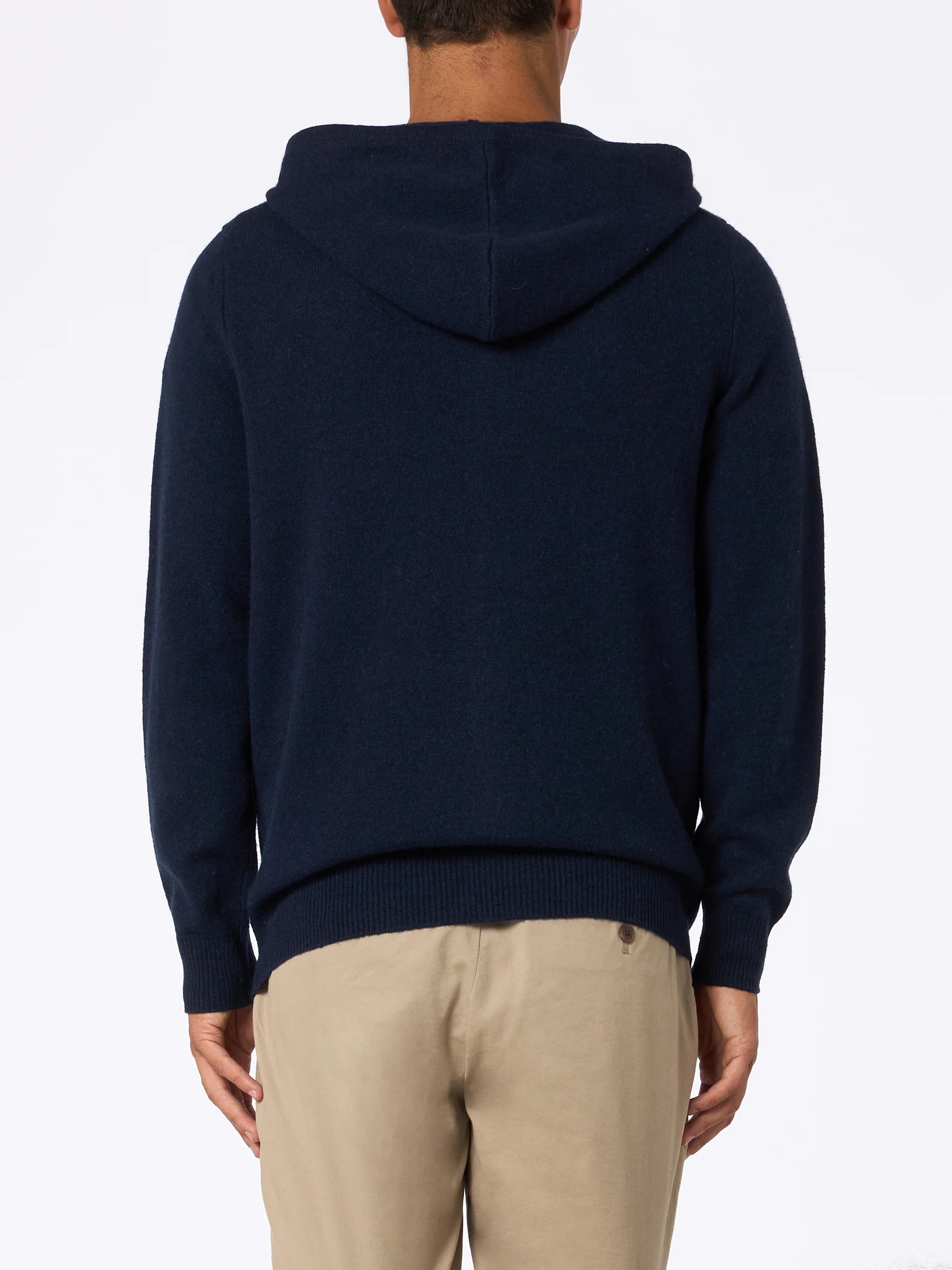 Man navy blue lambswool hooded sweater Notting - Image 2