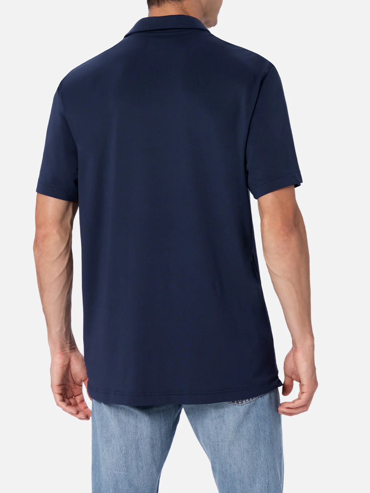 Man navy blue technical piquet polo shirt Camber - Image 3