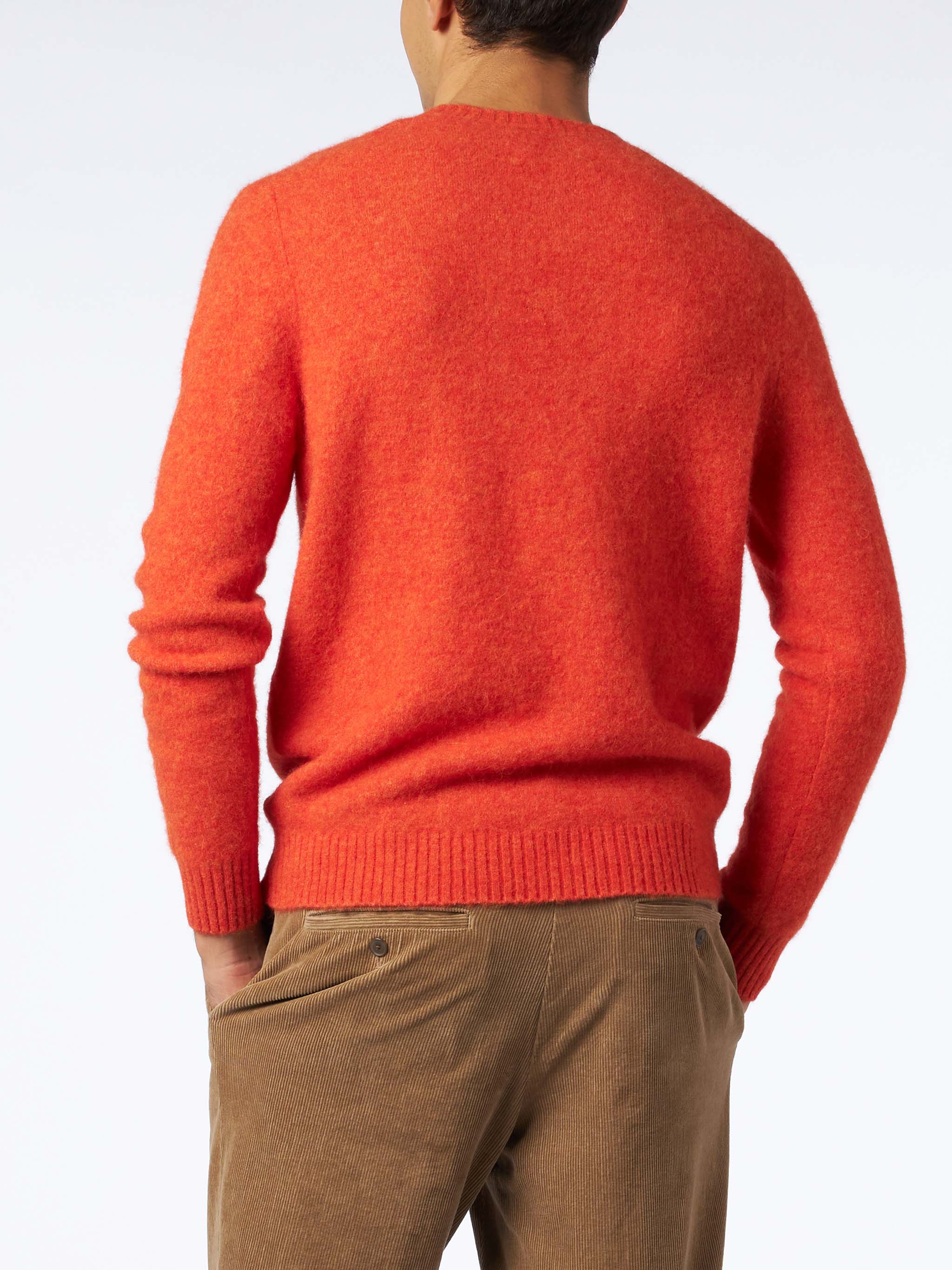 Man orange stretch wool sweater with St. Barth embroidery - Image 2
