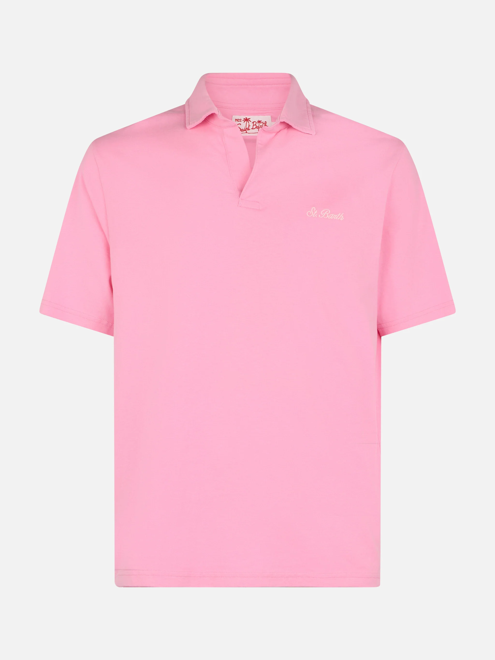 Man pink cotton jersey polo shirt Brighton - Image 5