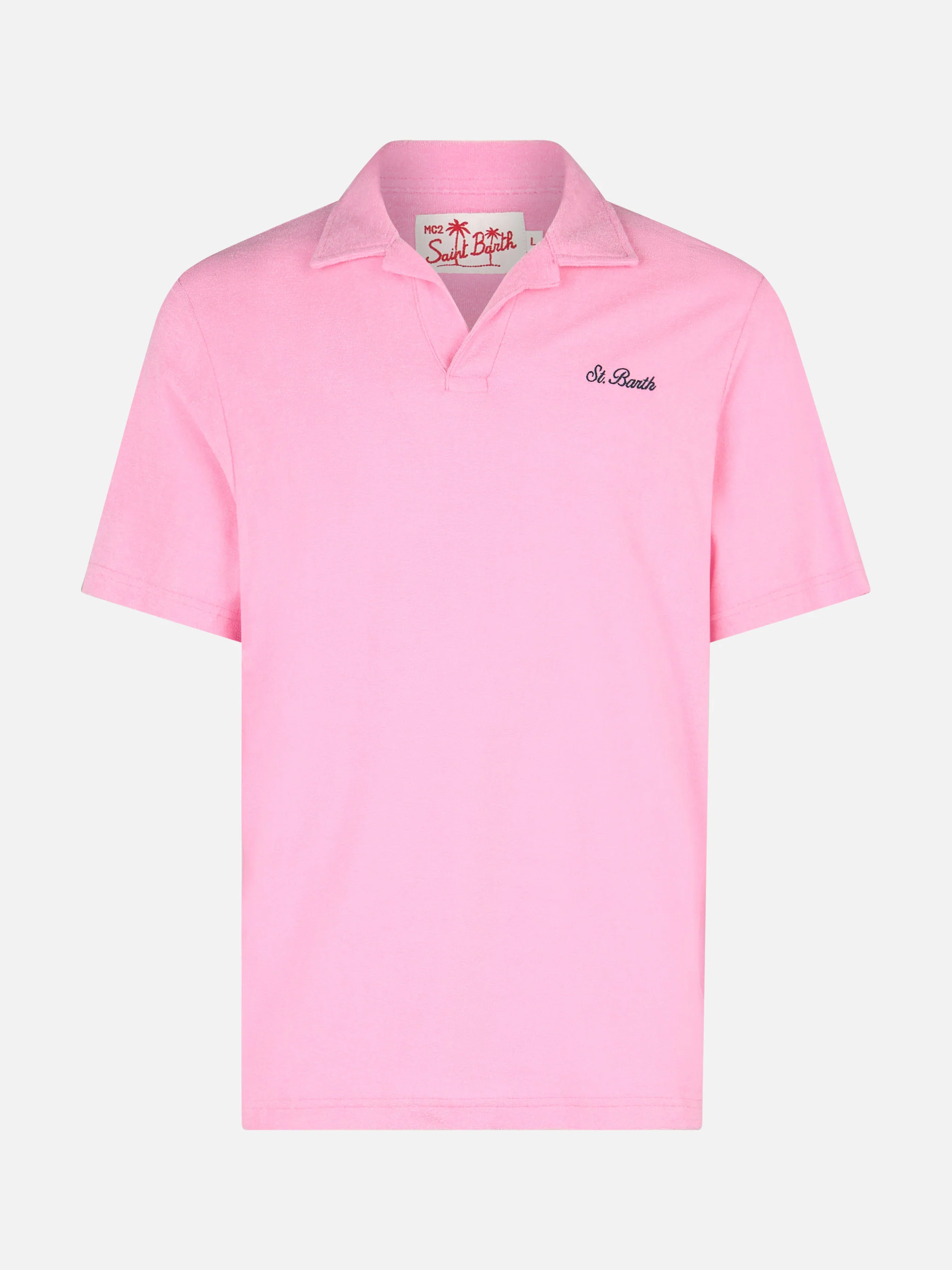 Man pink terry polo shirt Jeremy - Image 4