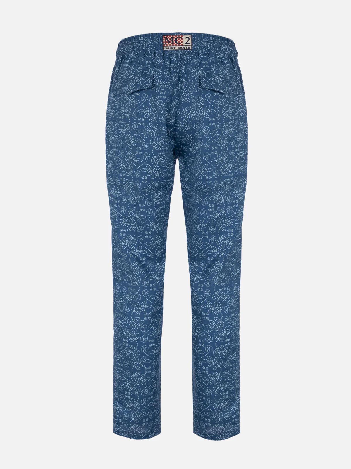 Man printed linen Calais pants with drawstring - Image 5