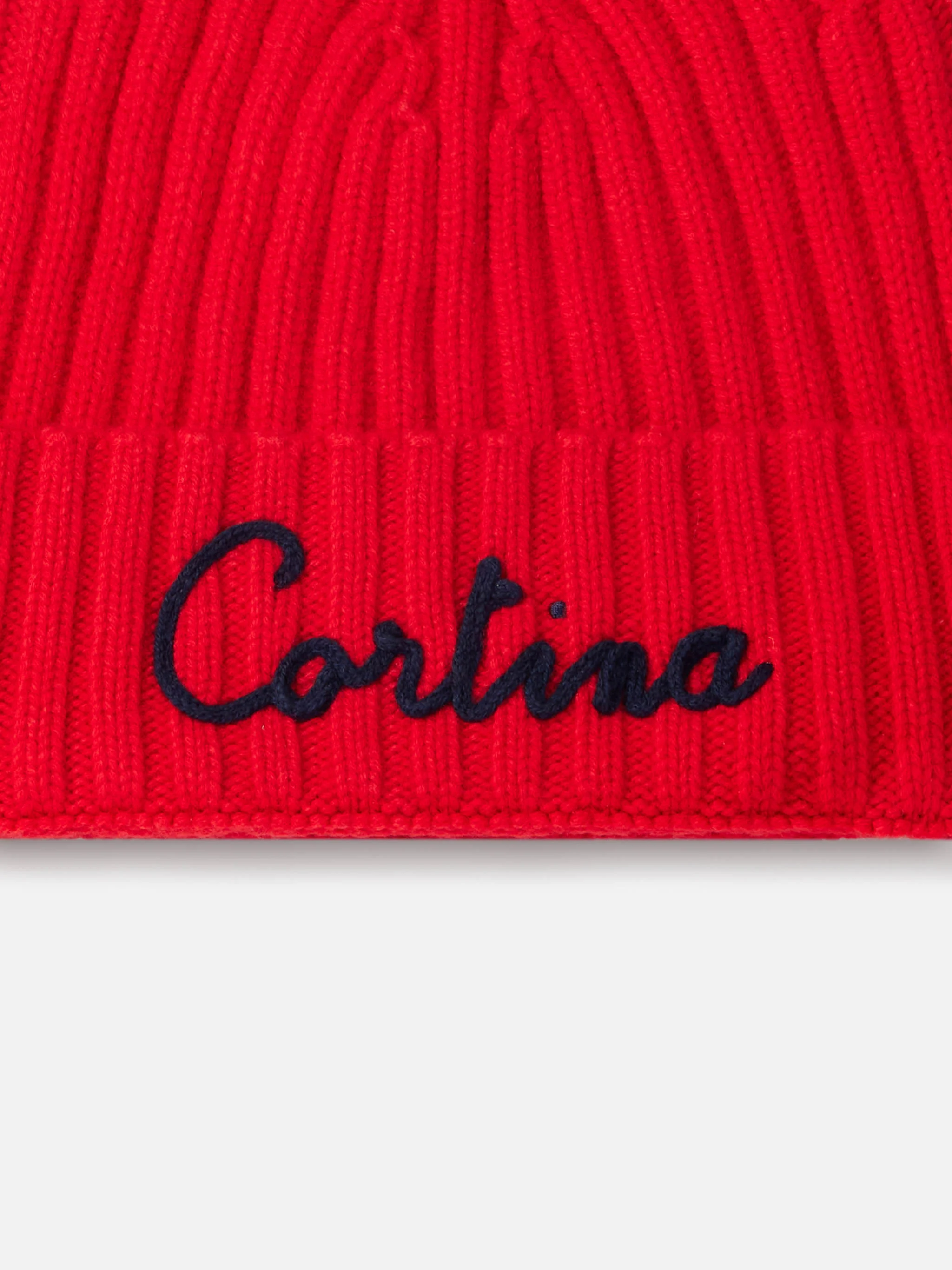 Man red ribbed hat Wengen with Cortina embroidery - Image 2