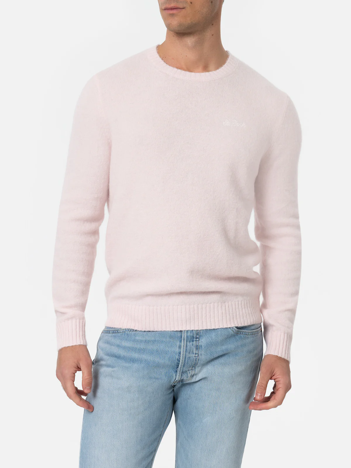 Crewneck sweater Regent in pink STRETCH ALPACA