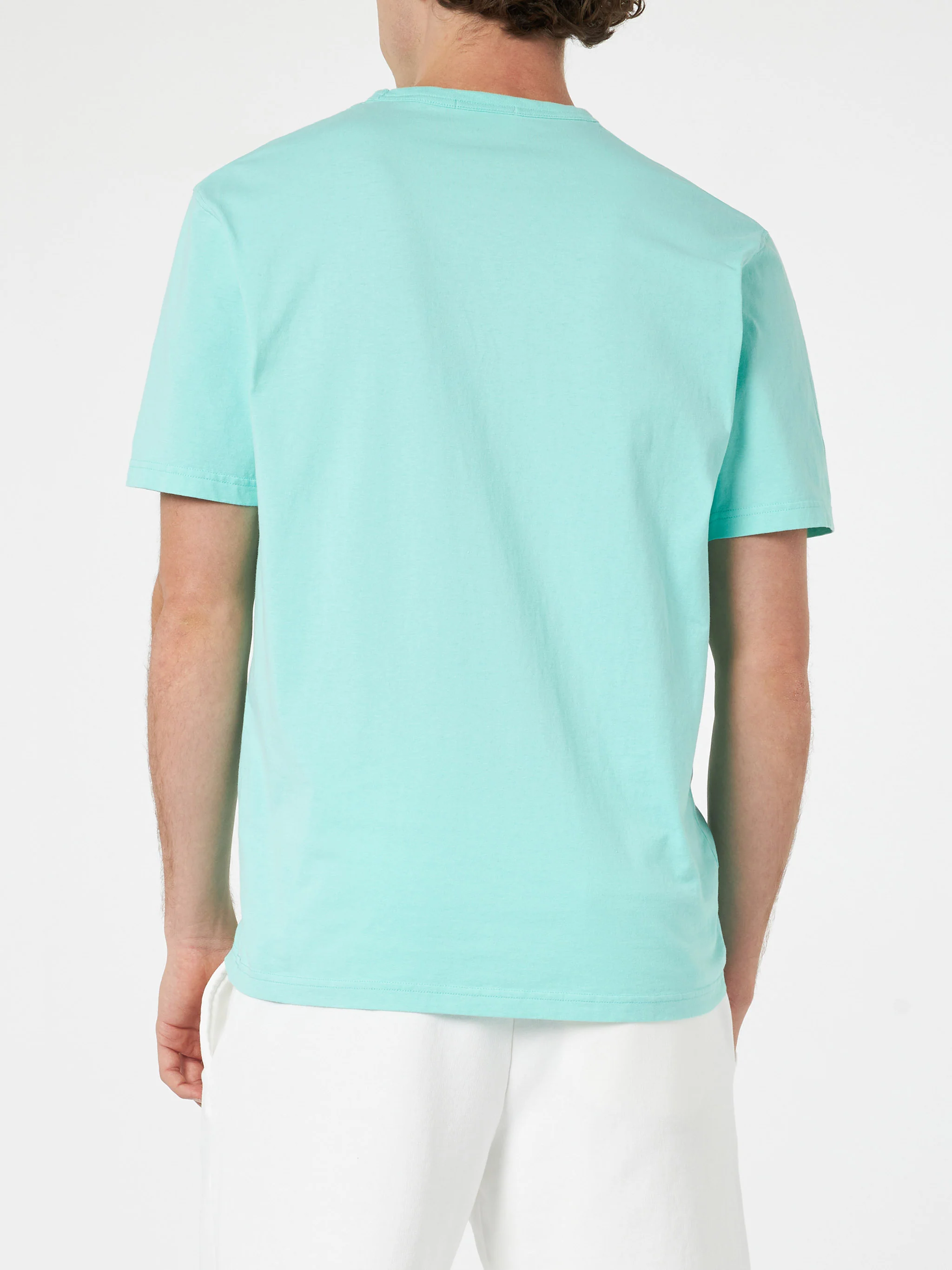 Man sage green cotton jersey t-shirt Dover with St. Barth embroidery - Image 3