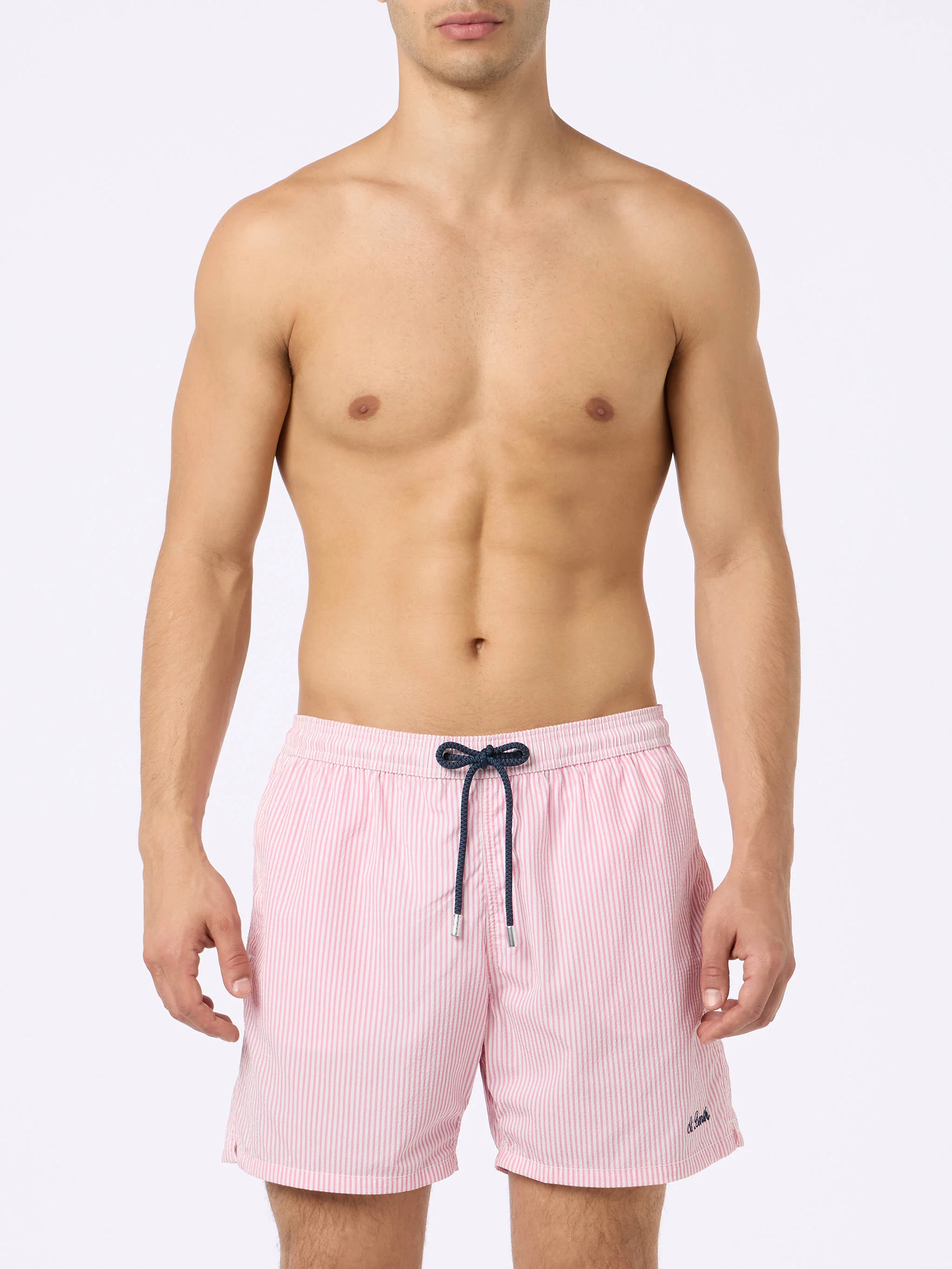 Man seersucker striped swim shorts Patmos - Image 3