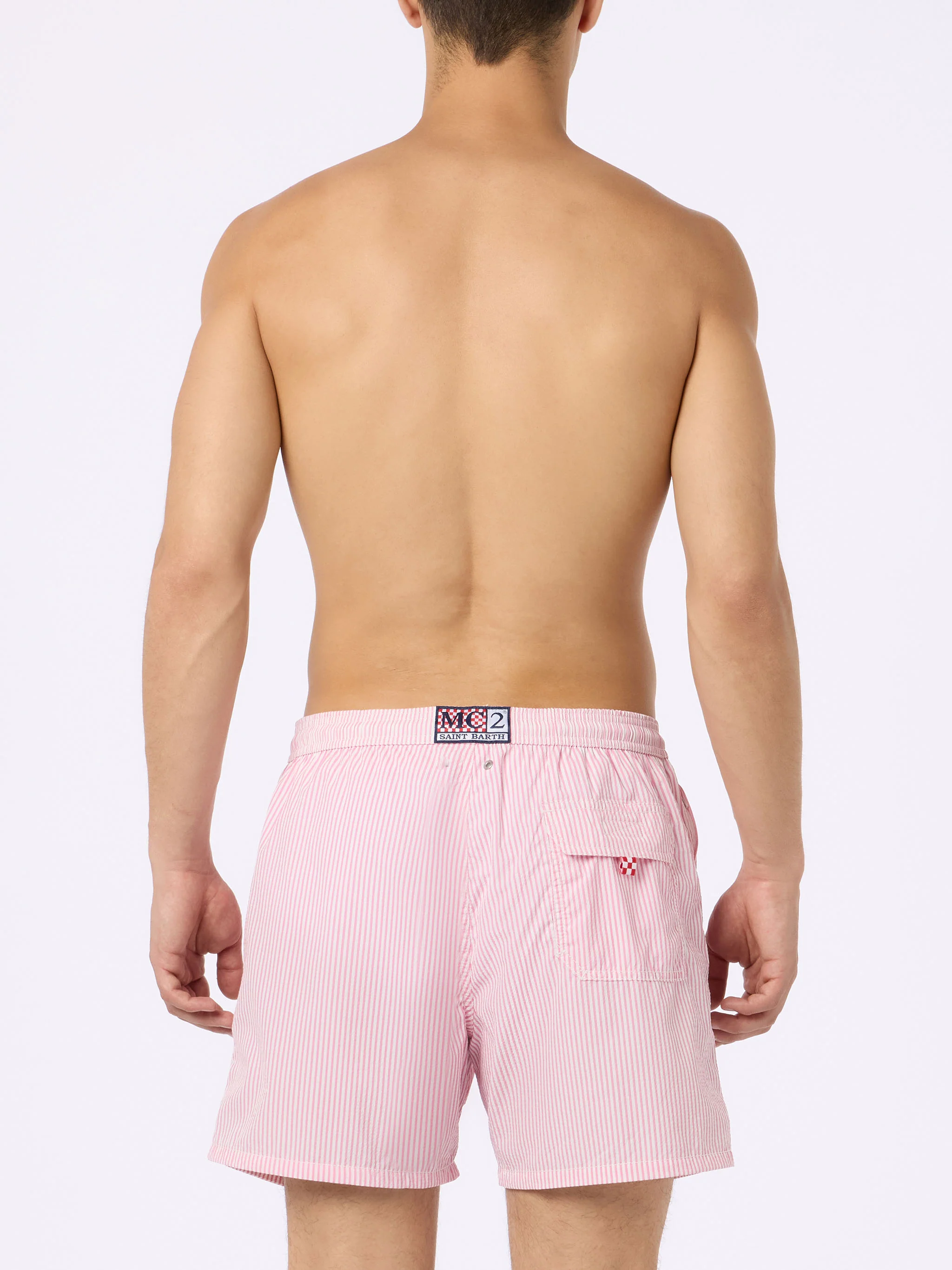 Man seersucker striped swim shorts Patmos - Image 4