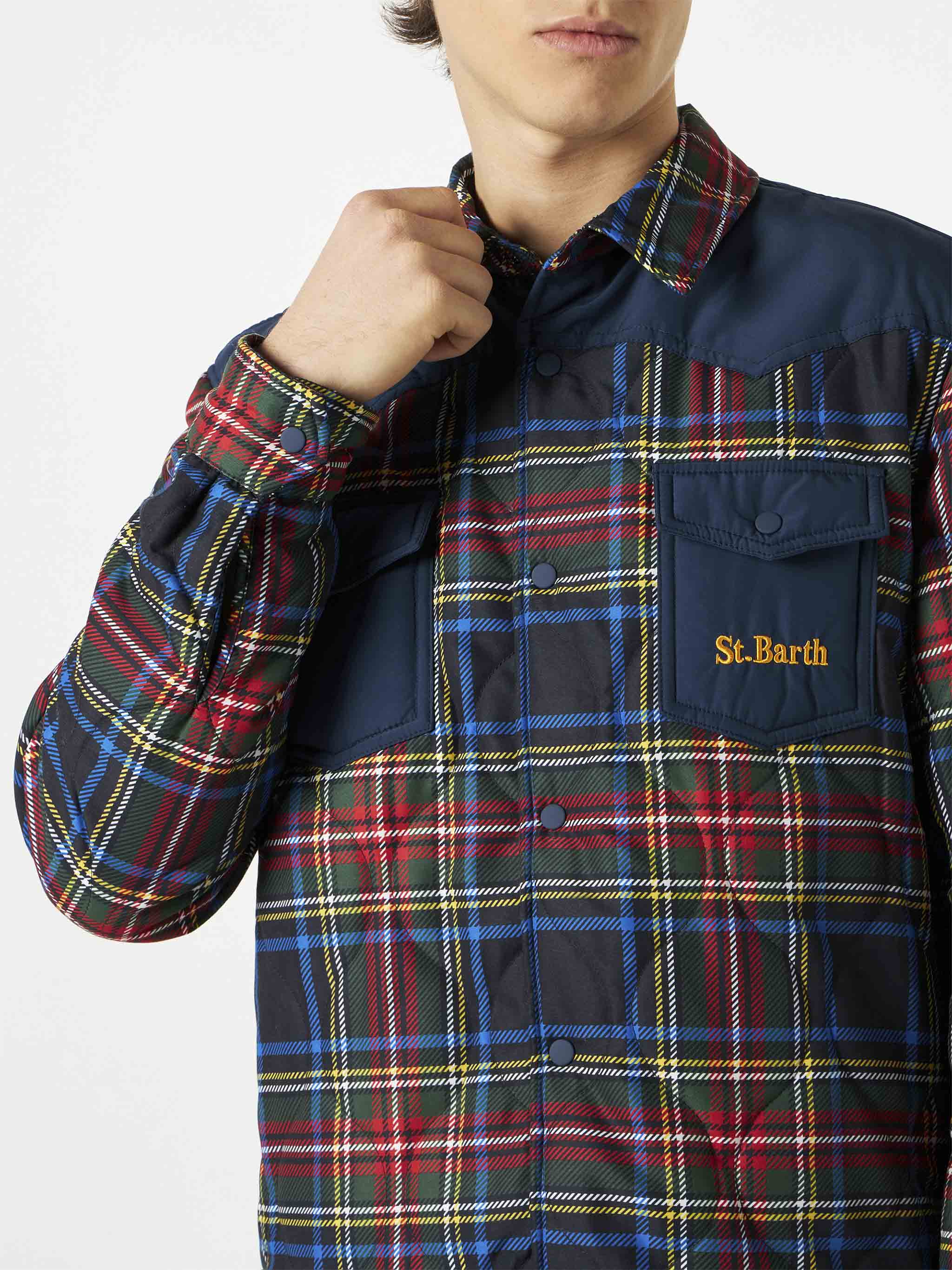 Man tartan padded overshirt with patch pockets - Image 2