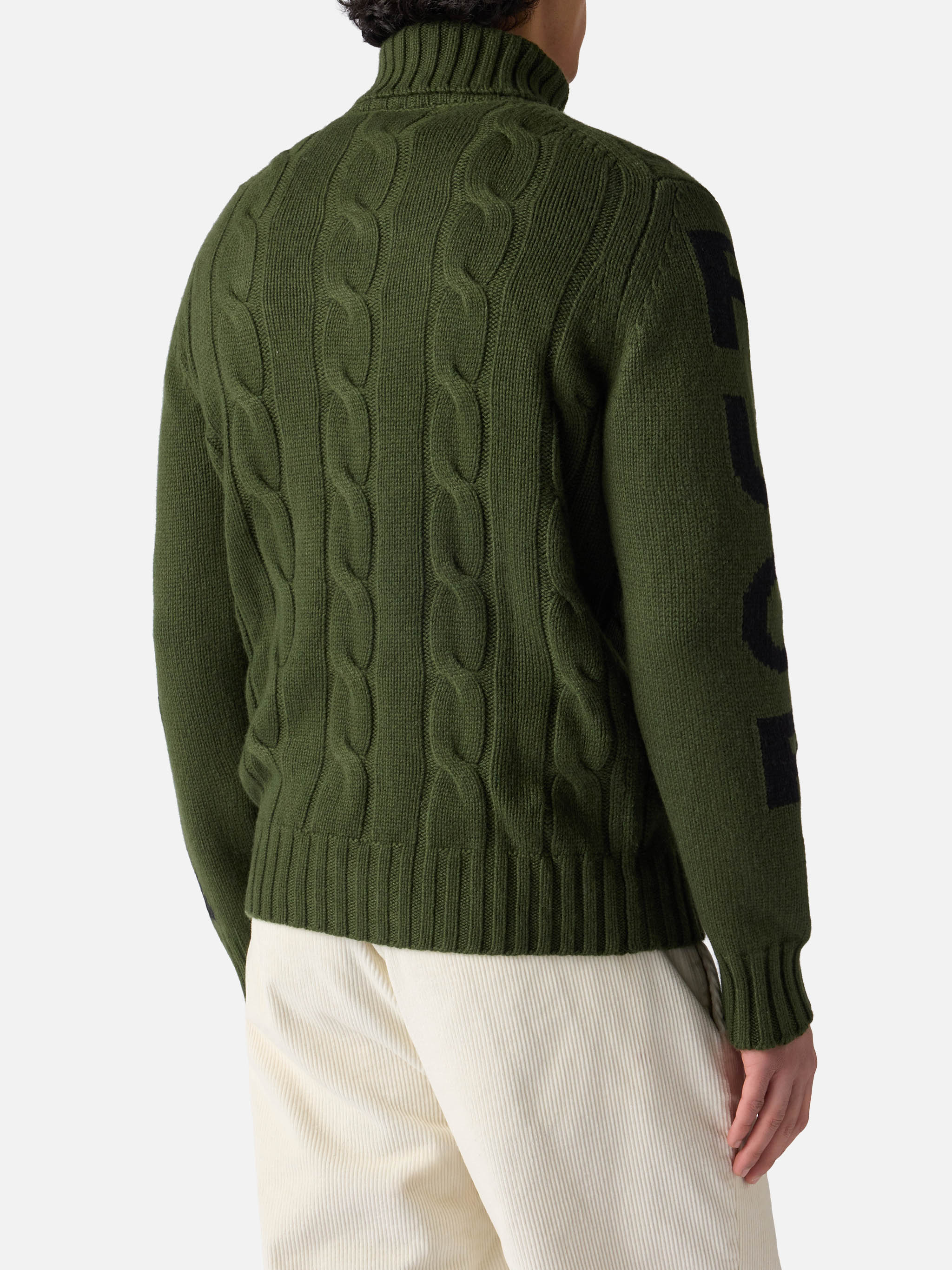 Man turtleneck braided sweater with Fuori pista jacquard - Image 3