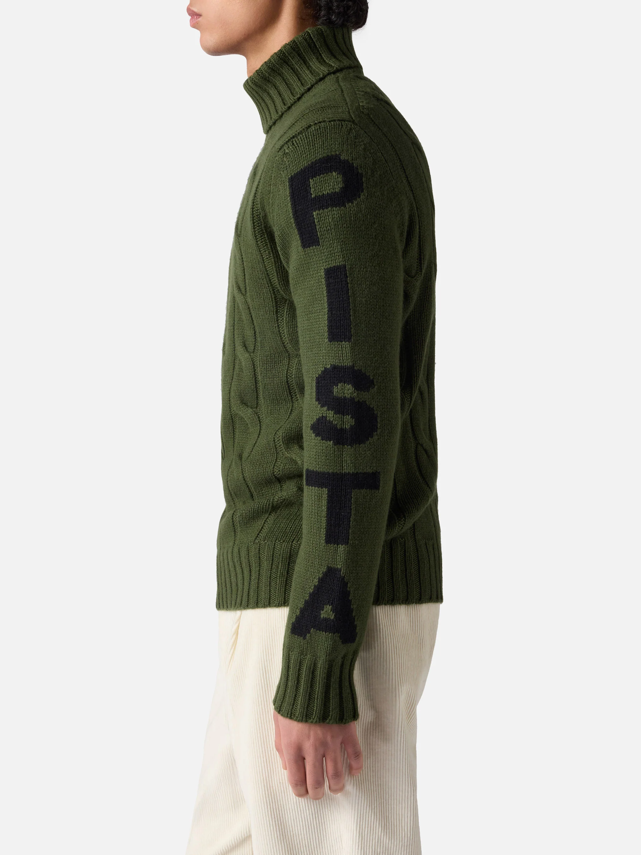 Man turtleneck braided sweater with Fuori pista jacquard - Image 4