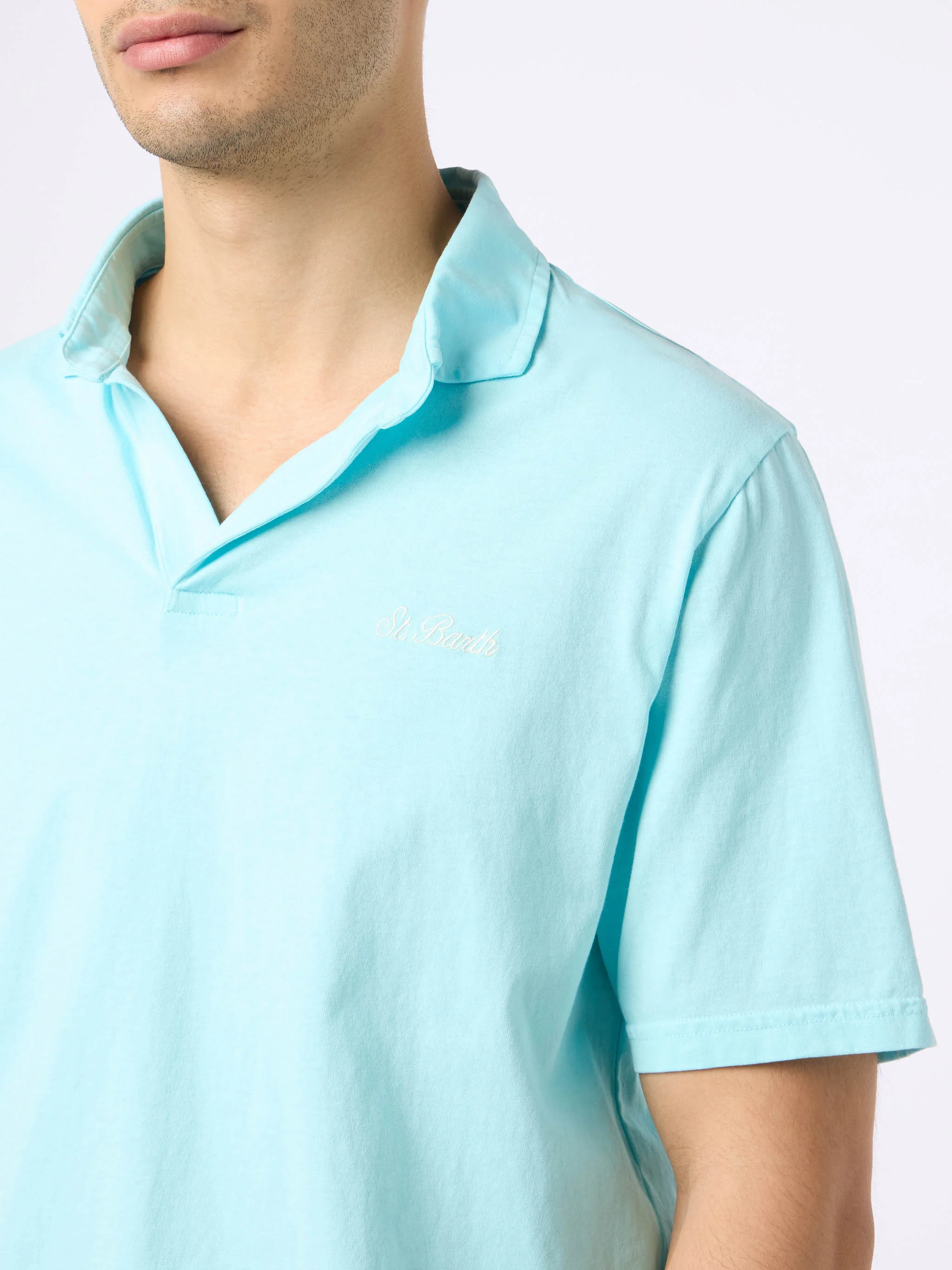 Man water green cotton jersey polo shirt Brighton - Image 2