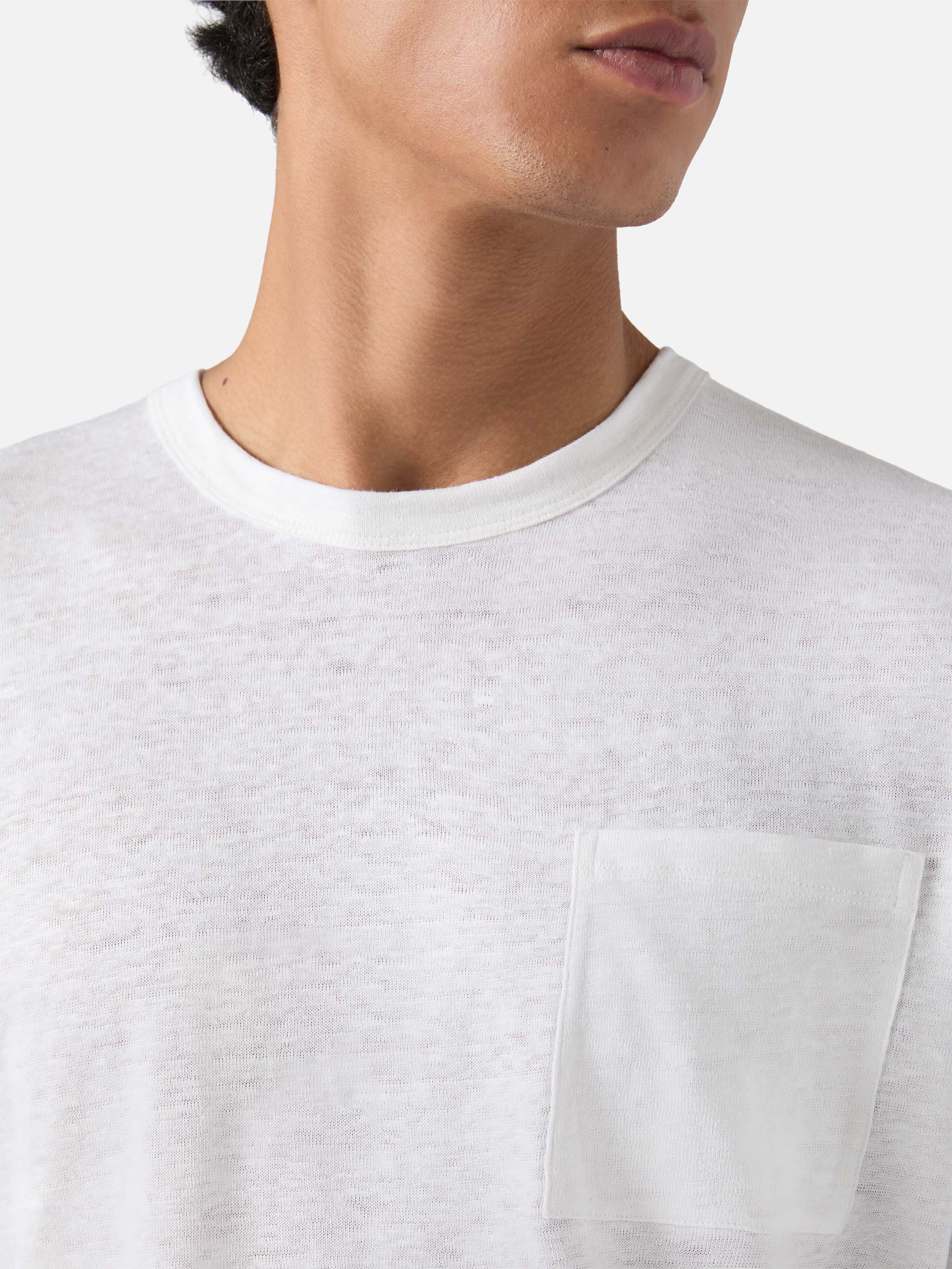 Man white linen jersey t-shirt Ecstasea with pocket - Image 3