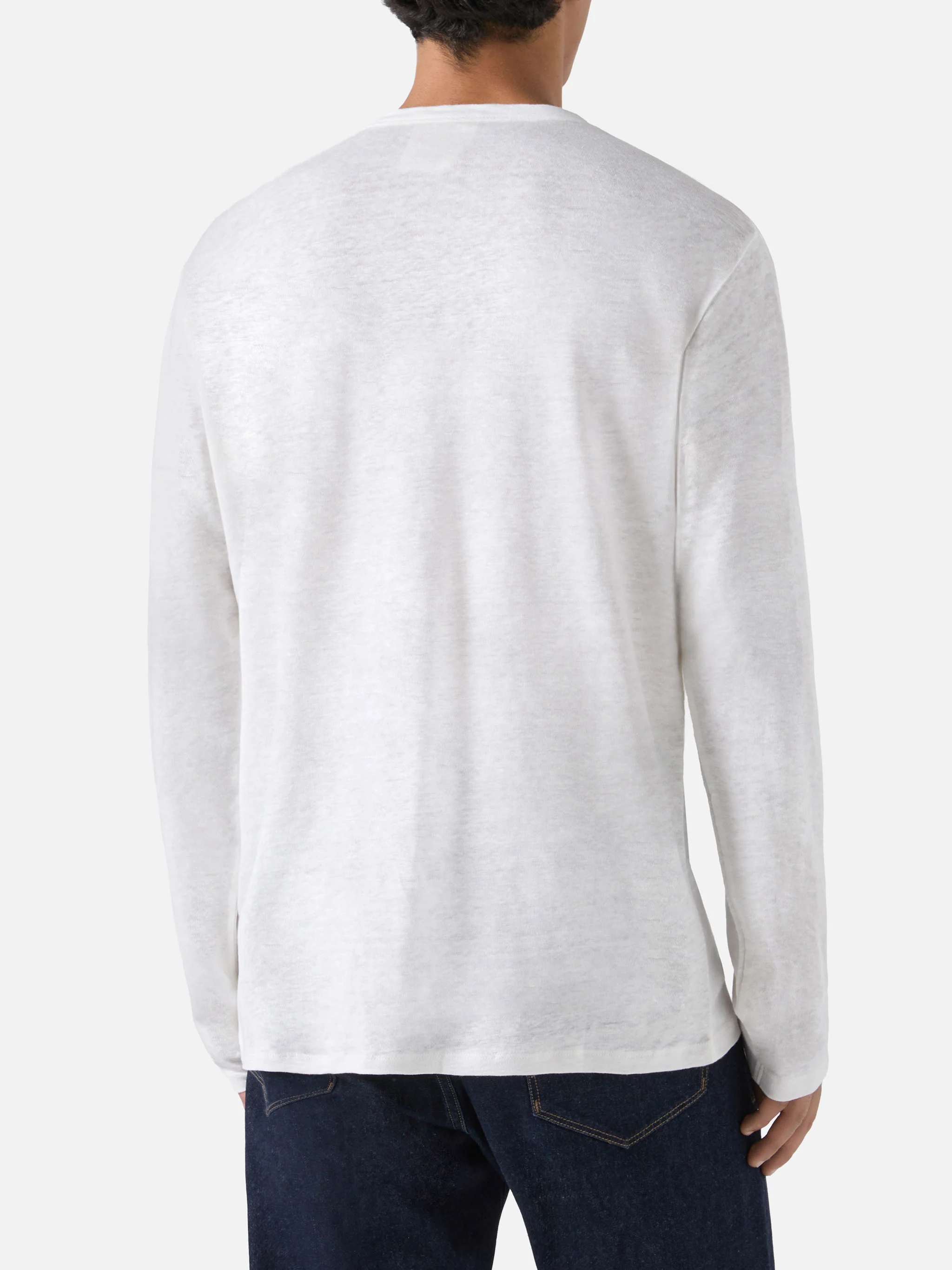 Man white linen jersey t-shirt Ecstasea with pocket - Image 4