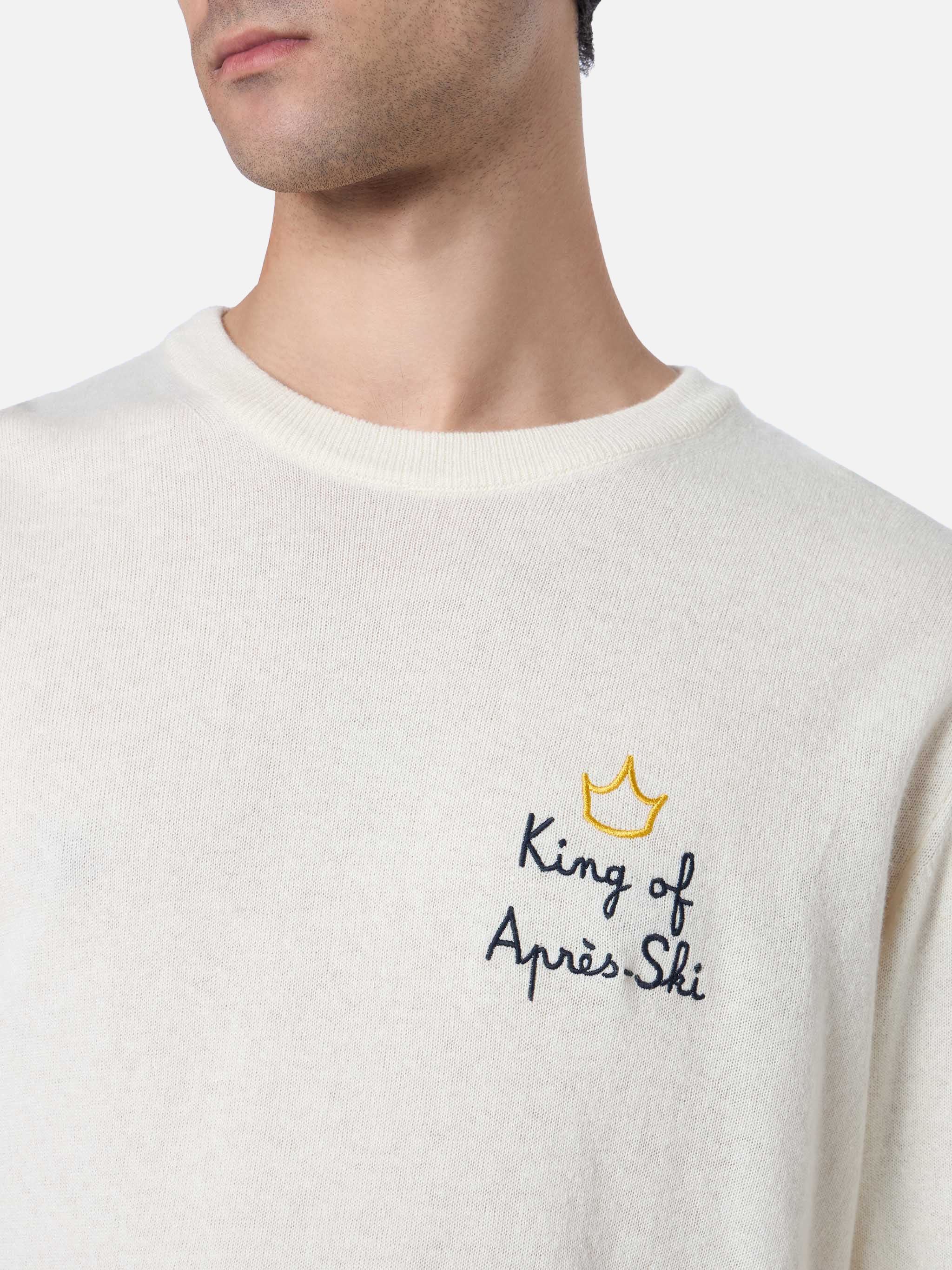 Crewneck sweater Heron with King of apres ski embroidery