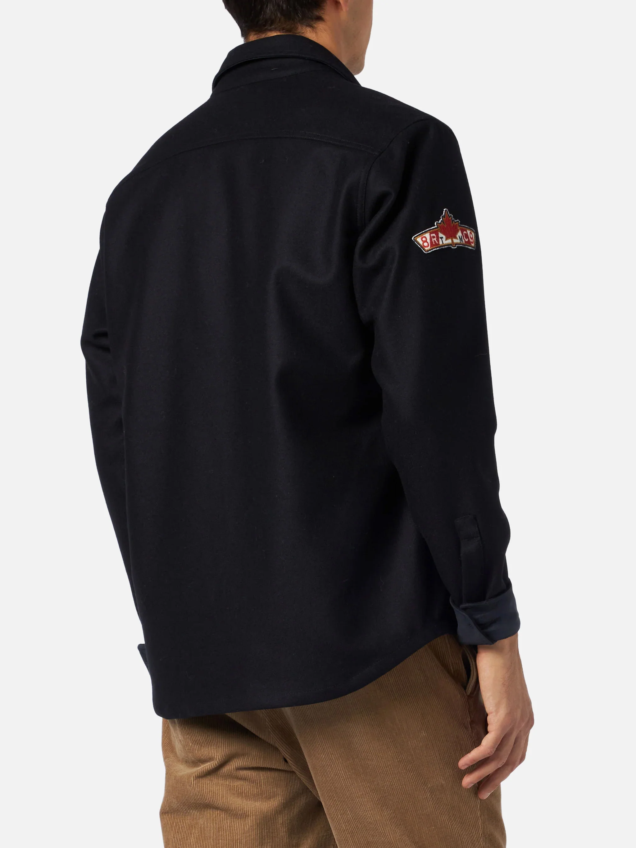 Man wooly blue overshirt with pockets and patches - Image 3