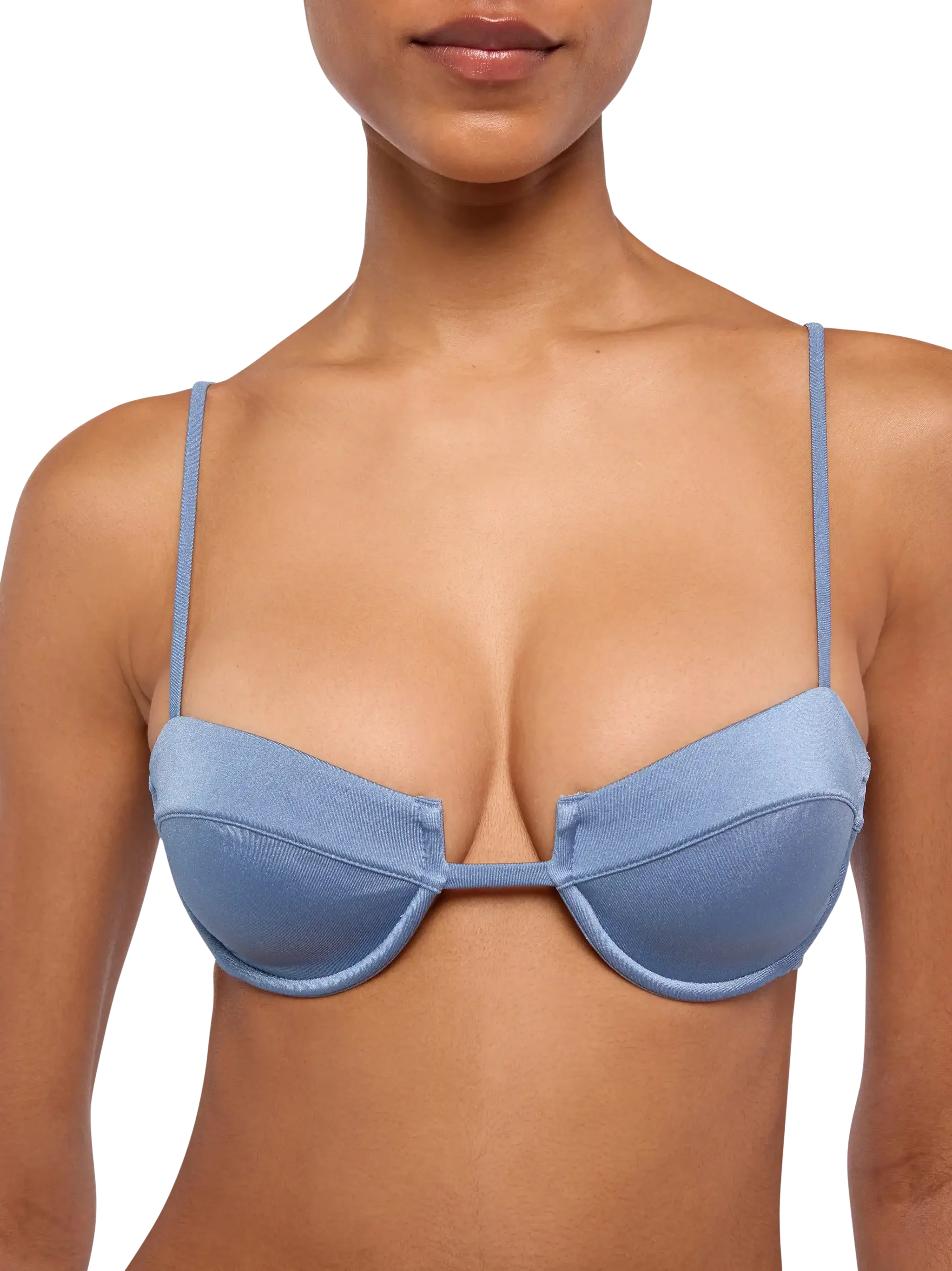 Salina Marielle underwire bralette bikini in shimmer avio blue - Image 5