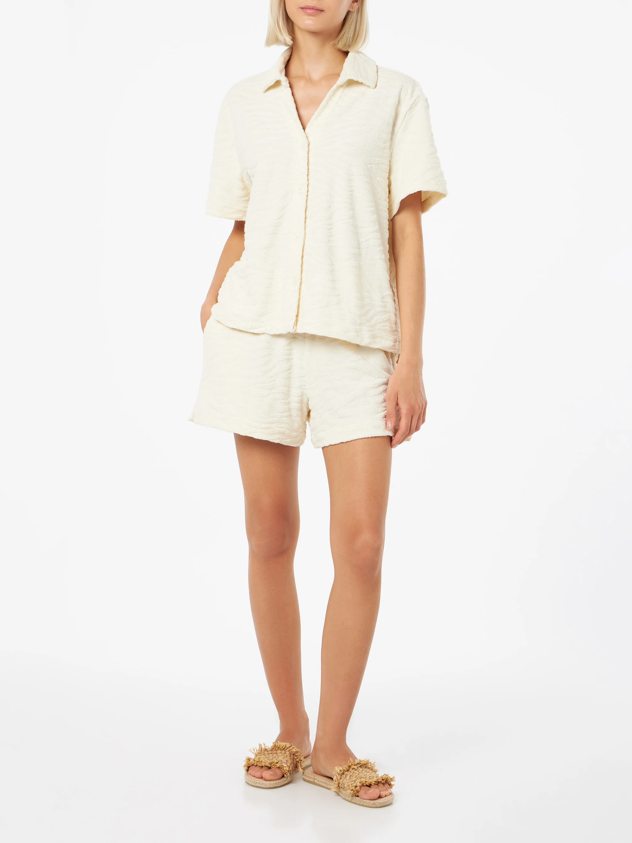 Meave terry cotton pull up shorts with zebra embossed pattern - Image 8
