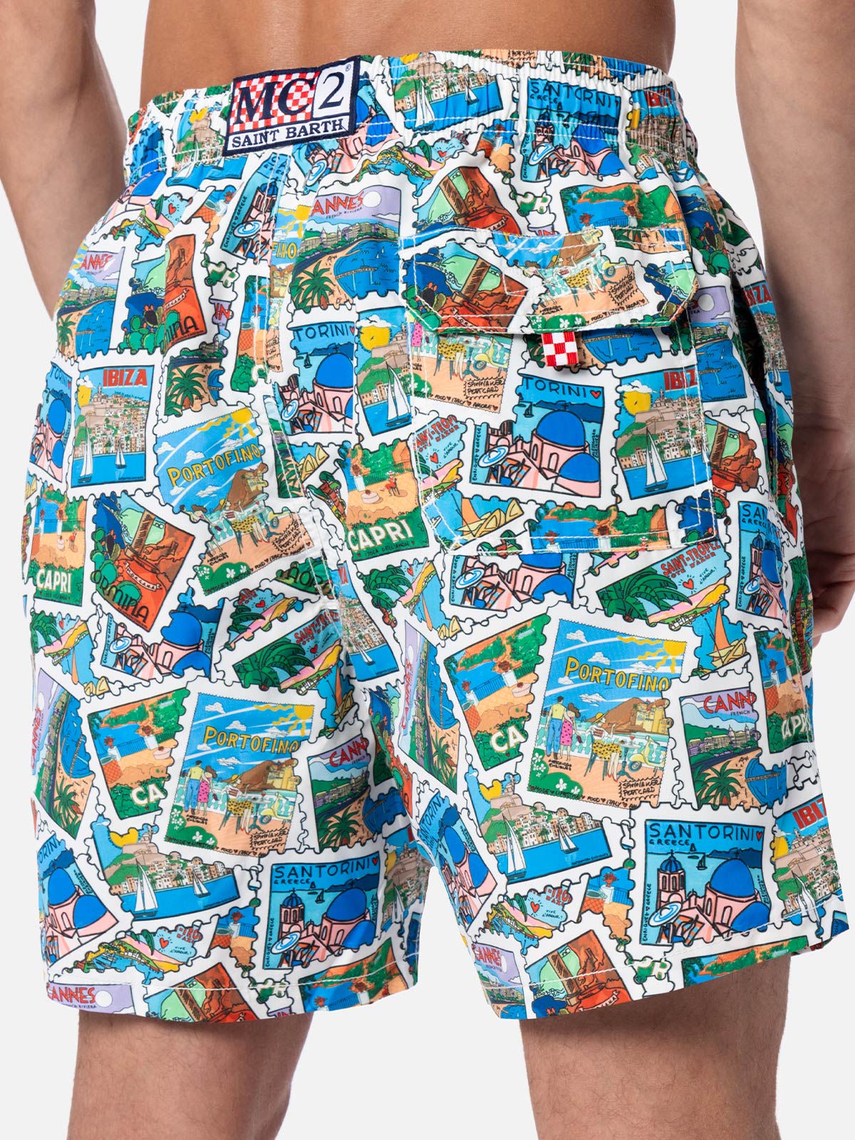 Mid-length Gustavia swim-shorts with postcard print | ALESSANDRO ENRIQUEZ SPECIAL EDITION - Image 4