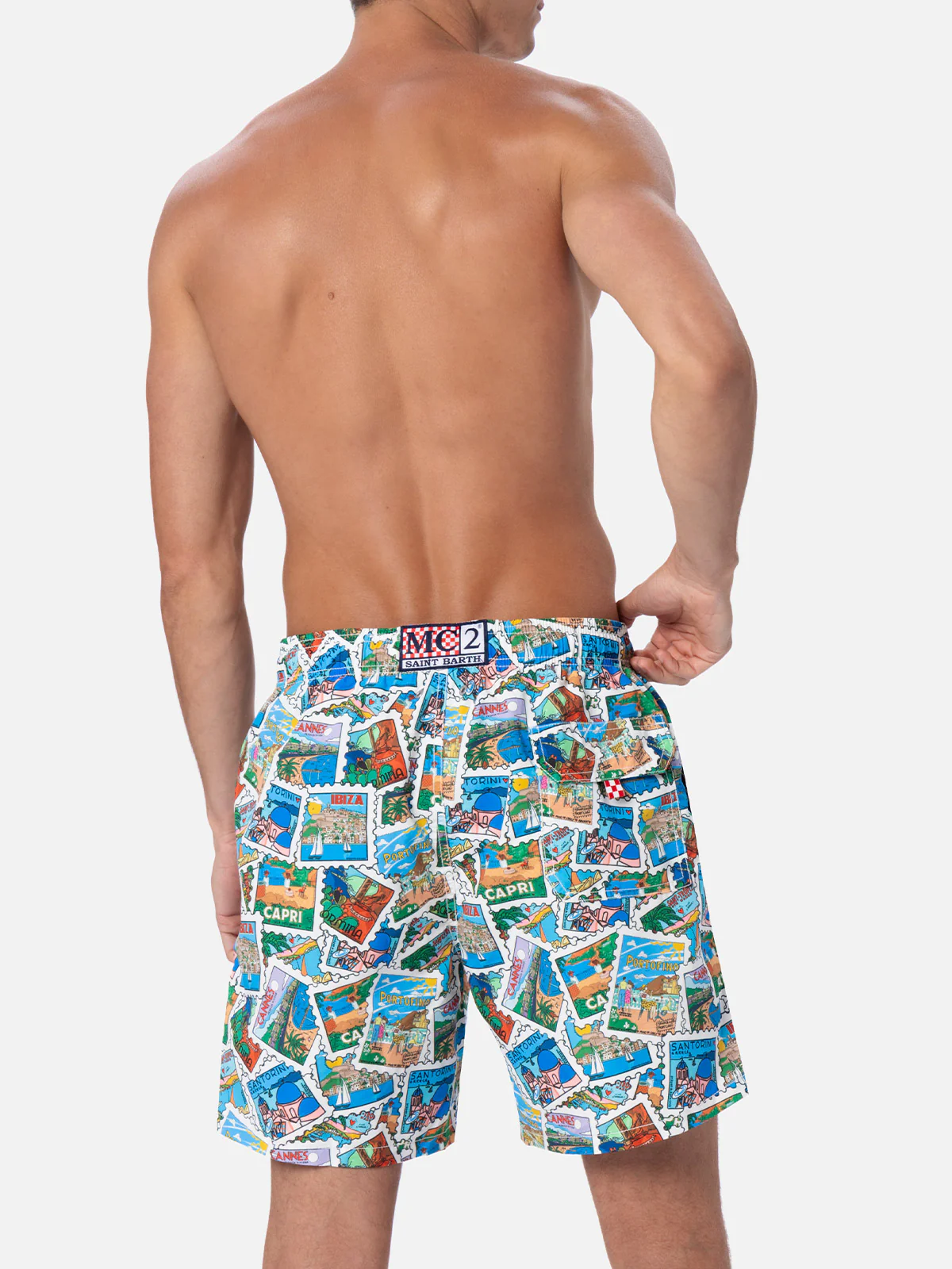 Mid-length Gustavia swim-shorts with postcard print | ALESSANDRO ENRIQUEZ SPECIAL EDITION - Image 5