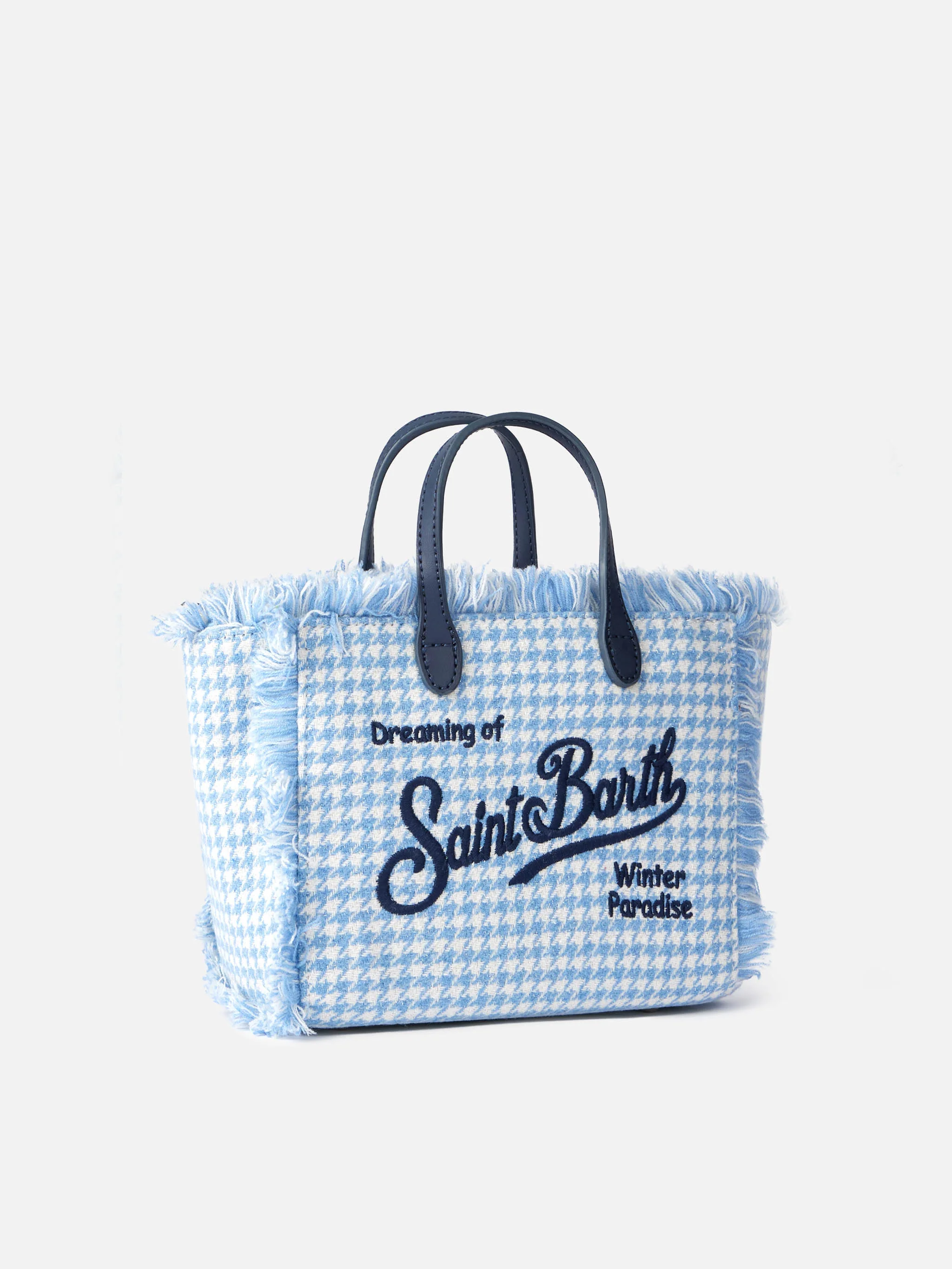 Mini Vanity wooly handbag with shiny pied de poule pattern - Image 4