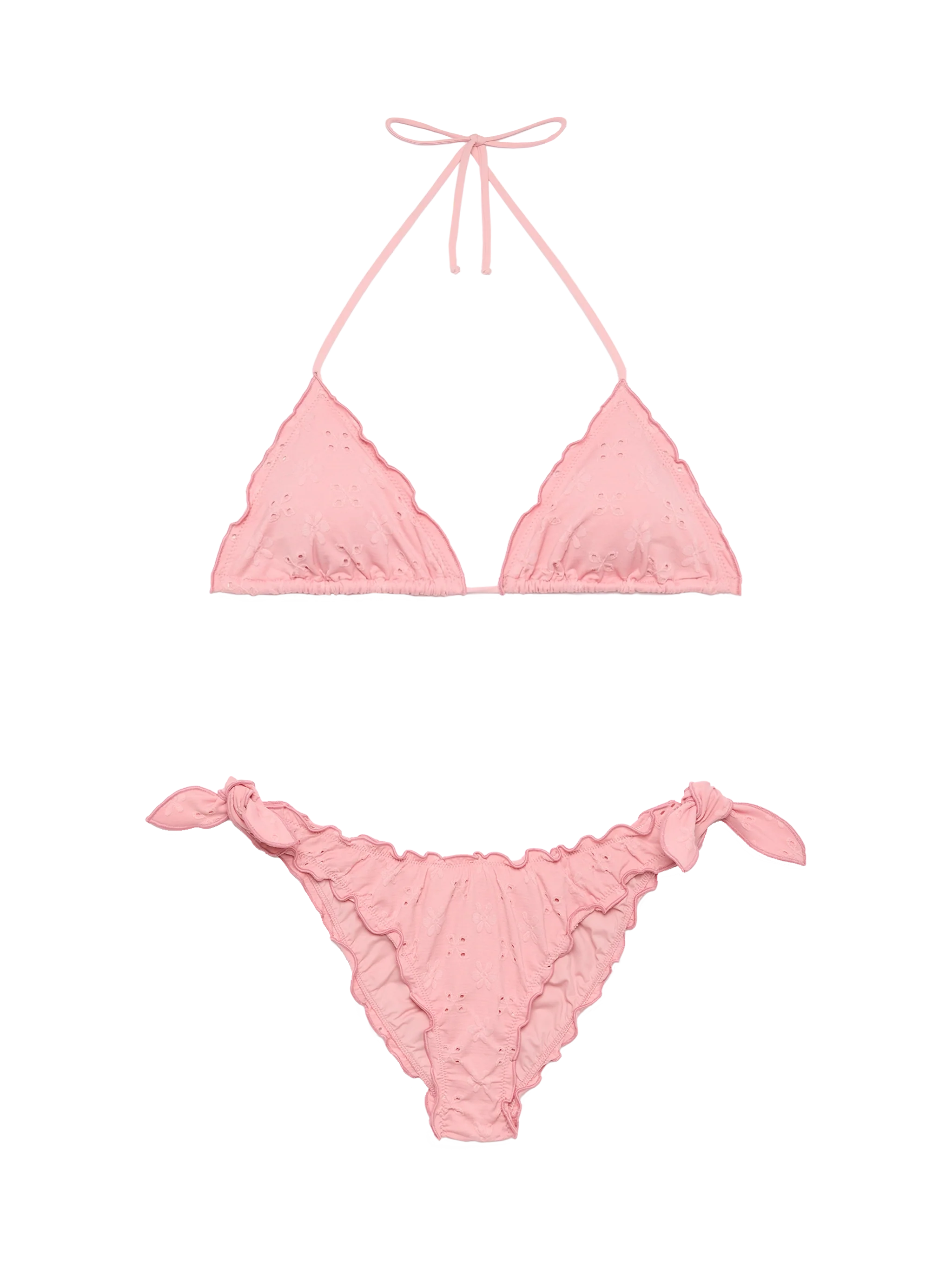 Classic triangle bikini Sagittarius Moon in pink Sangallo lace