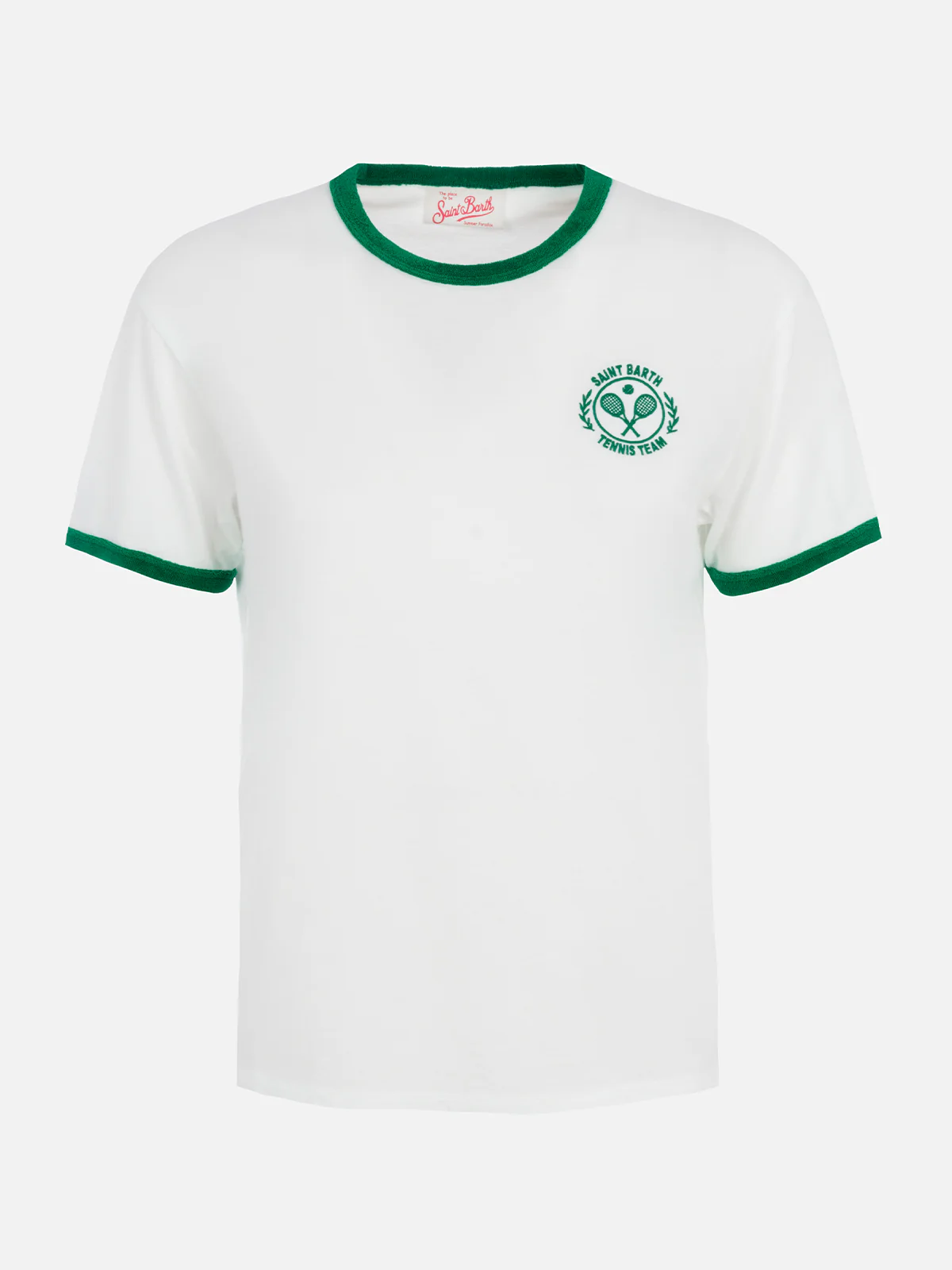 Woman cotton jersey crewneck t-shirt Emilie with terry details - Image 4