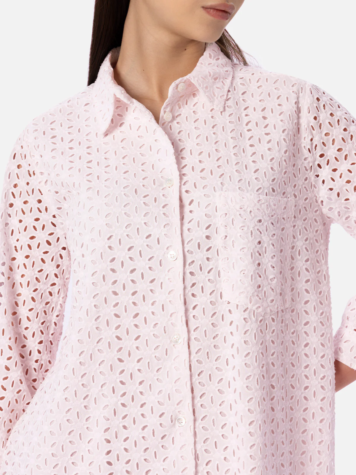 Woman pink Sangallo shirt mini dress - Image 3