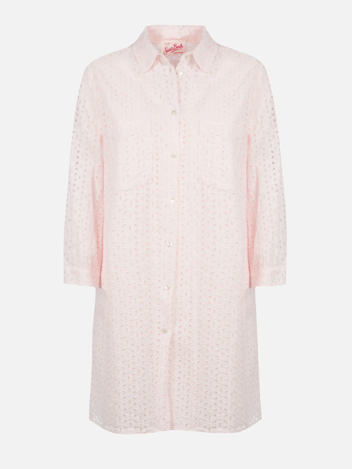 Woman pink Sangallo shirt mini dress - Image 4
