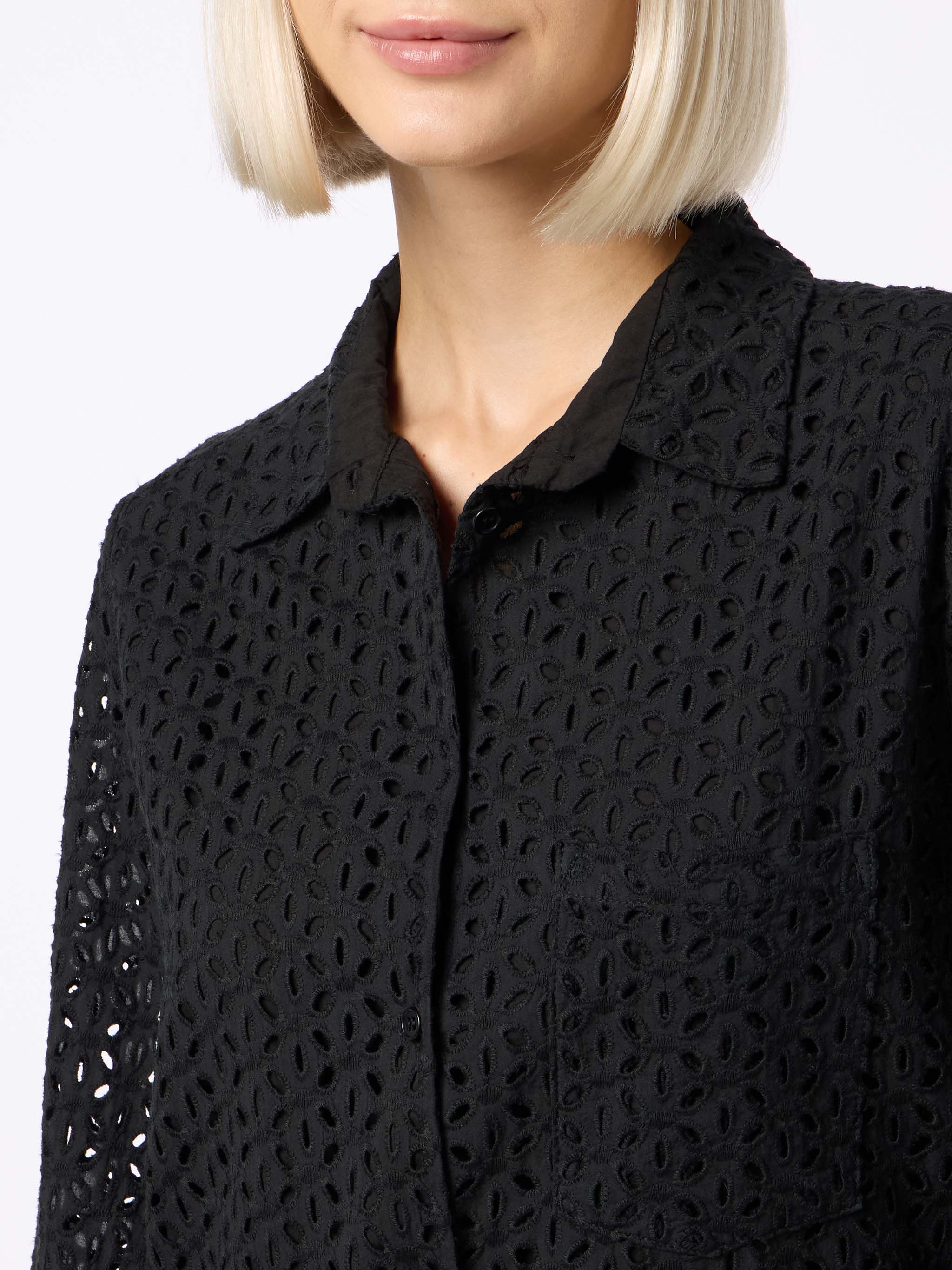 Woman black Sangallo shirt mini dress - Image 3