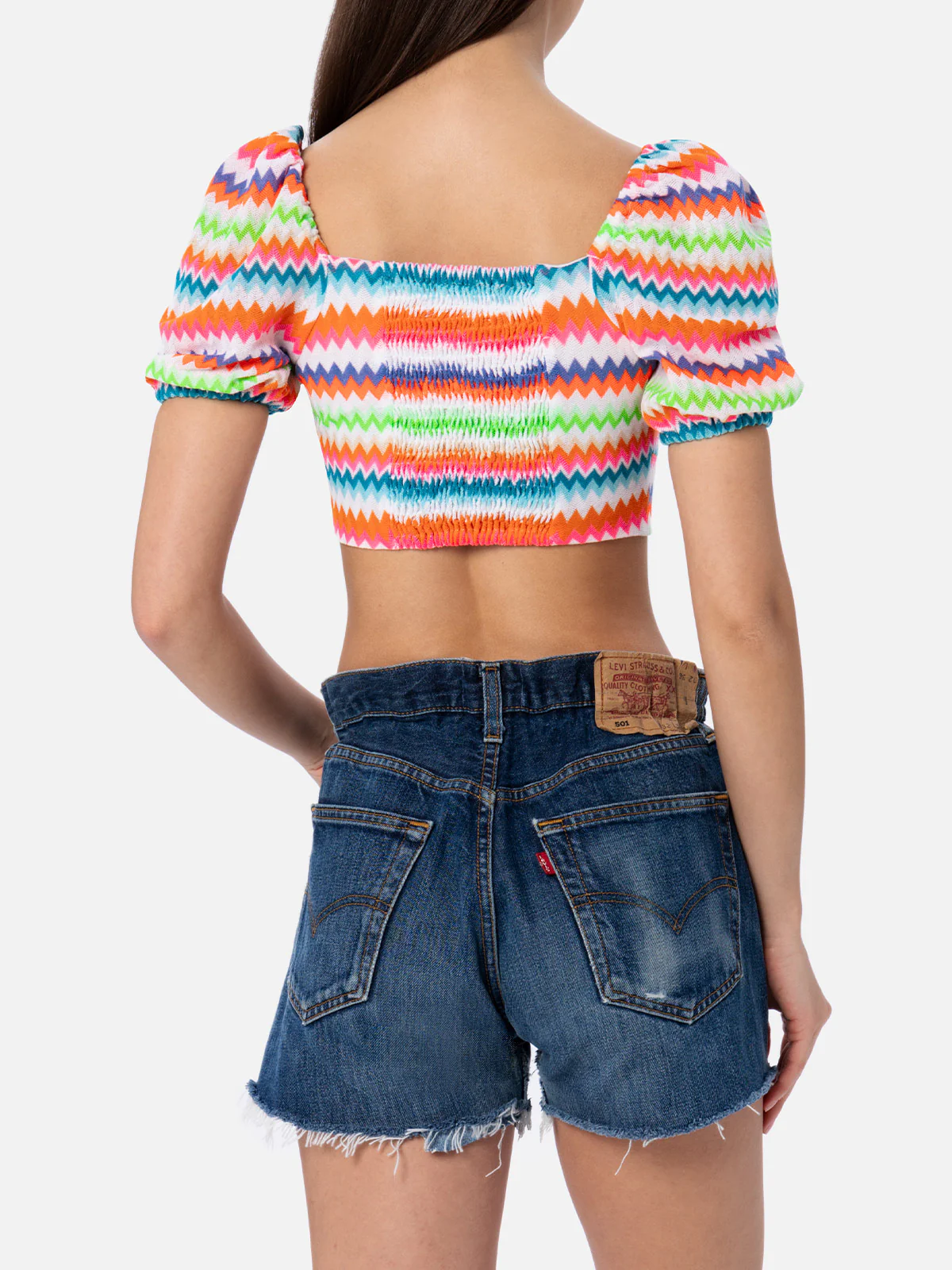 Woman raschel knit cropped top - Image 3