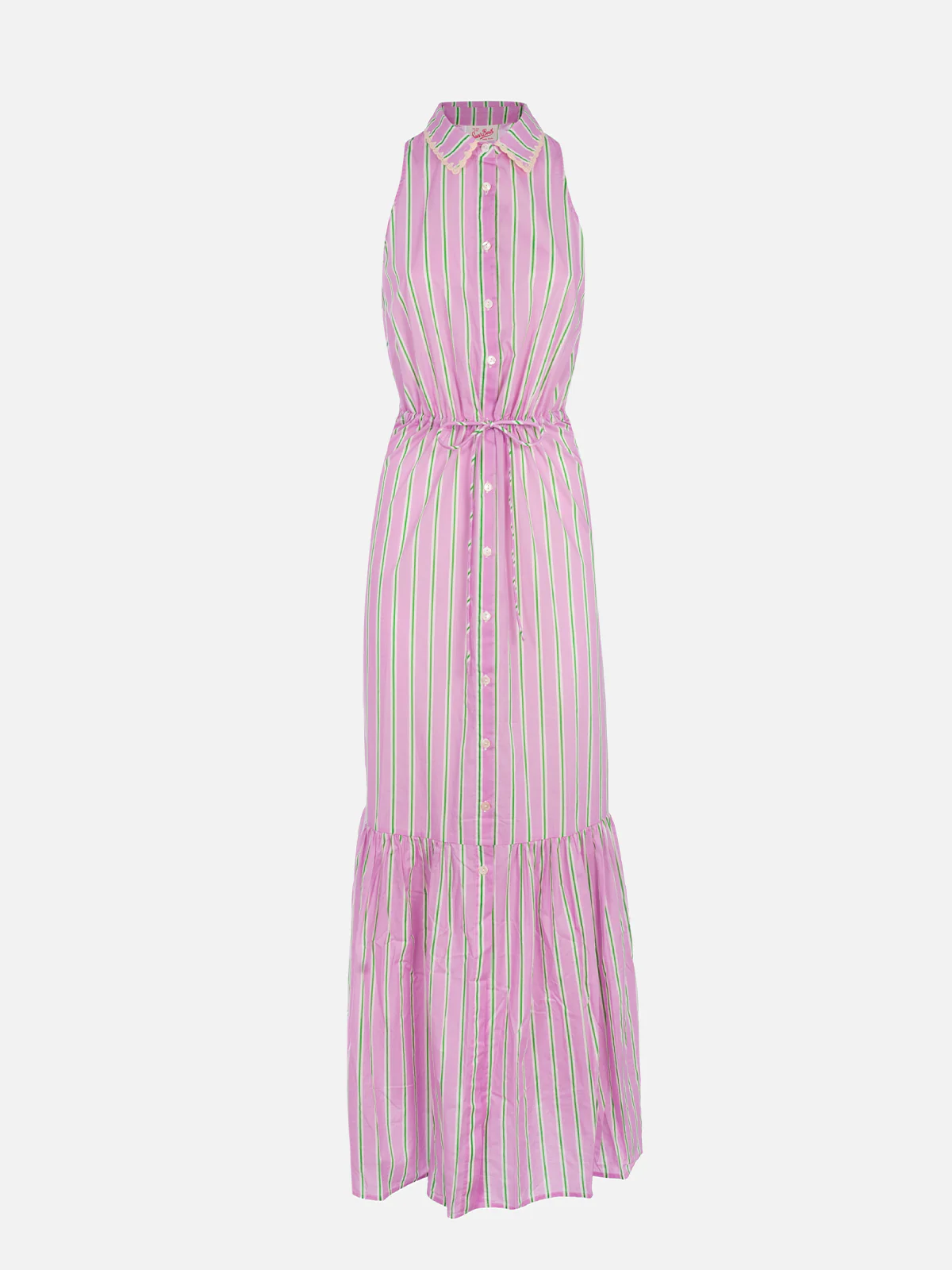 Woman halterneck dress with striped print - Image 4