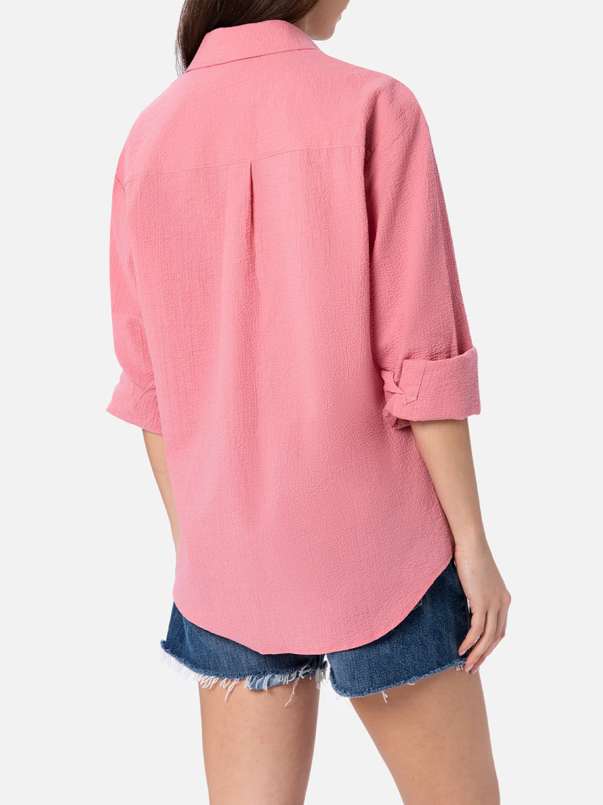 Woman pink seersucker shirt Aisha - Image 3