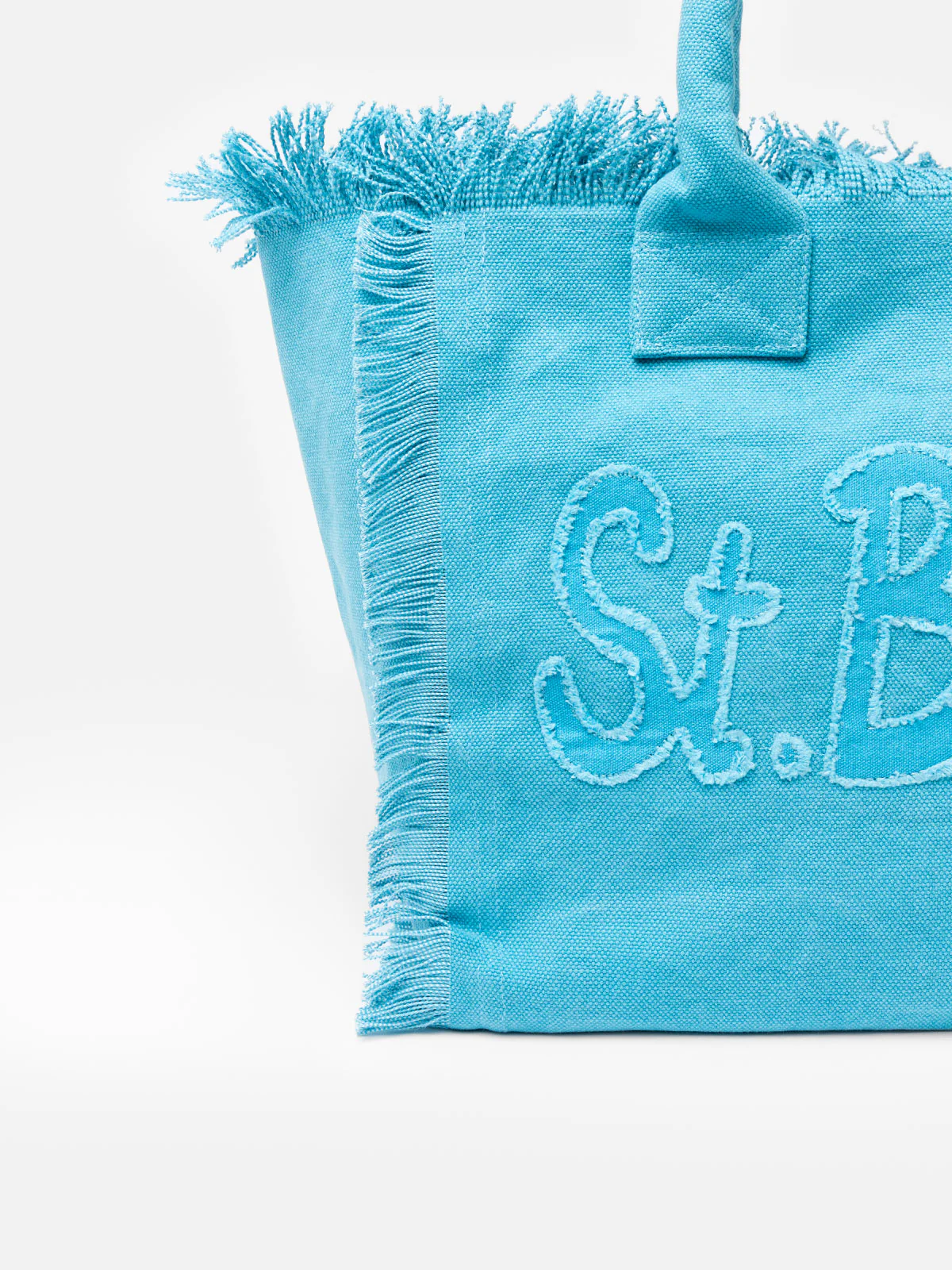 Light blue cotton canvas Vanity tote bag with logo patch - Image 2