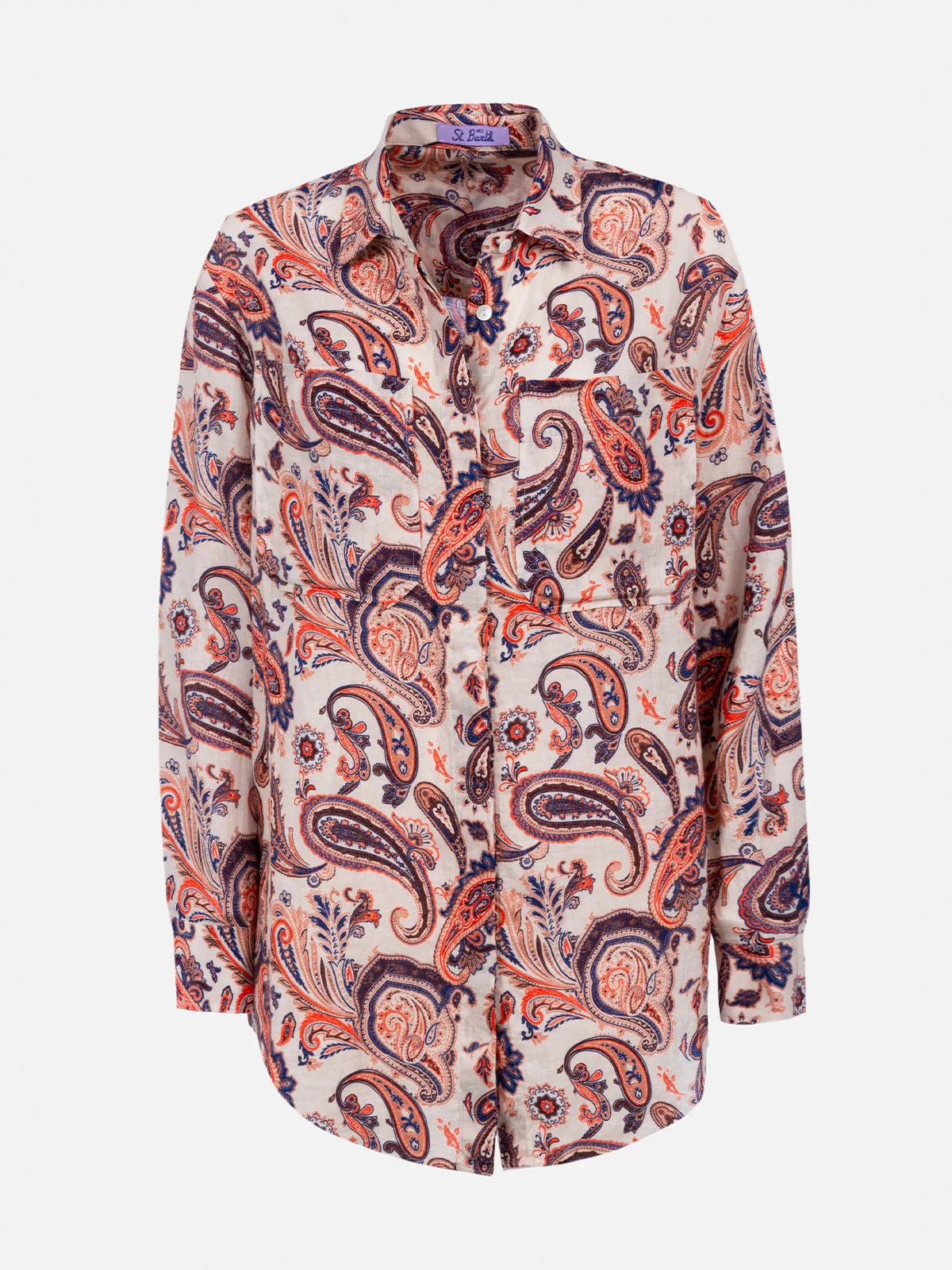 Woman linen shirt Alodie with paisley print and pockets - Image 5