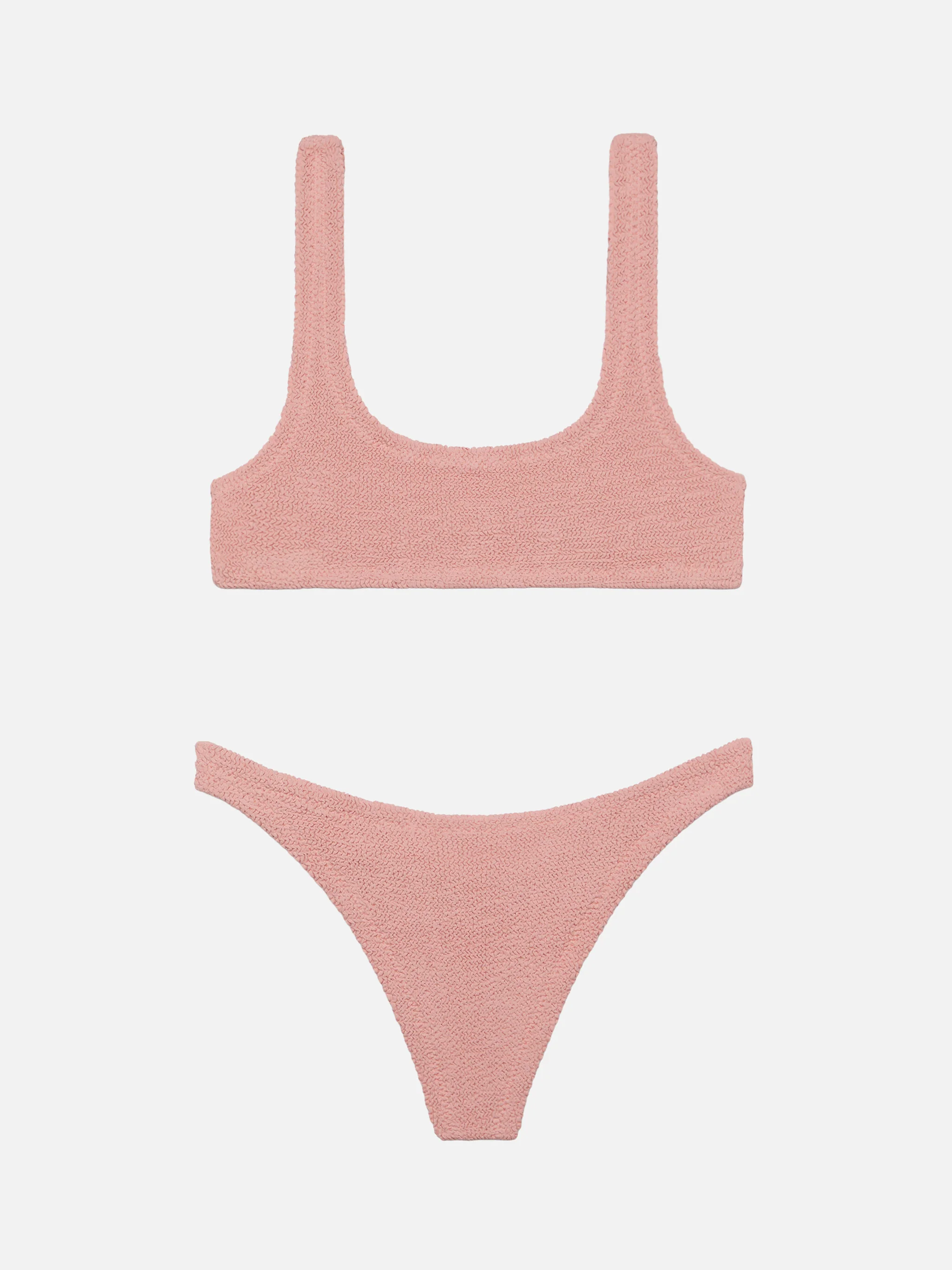 Bralette bikini Naima Naomi in pink crinkle with cheeky swim briefs