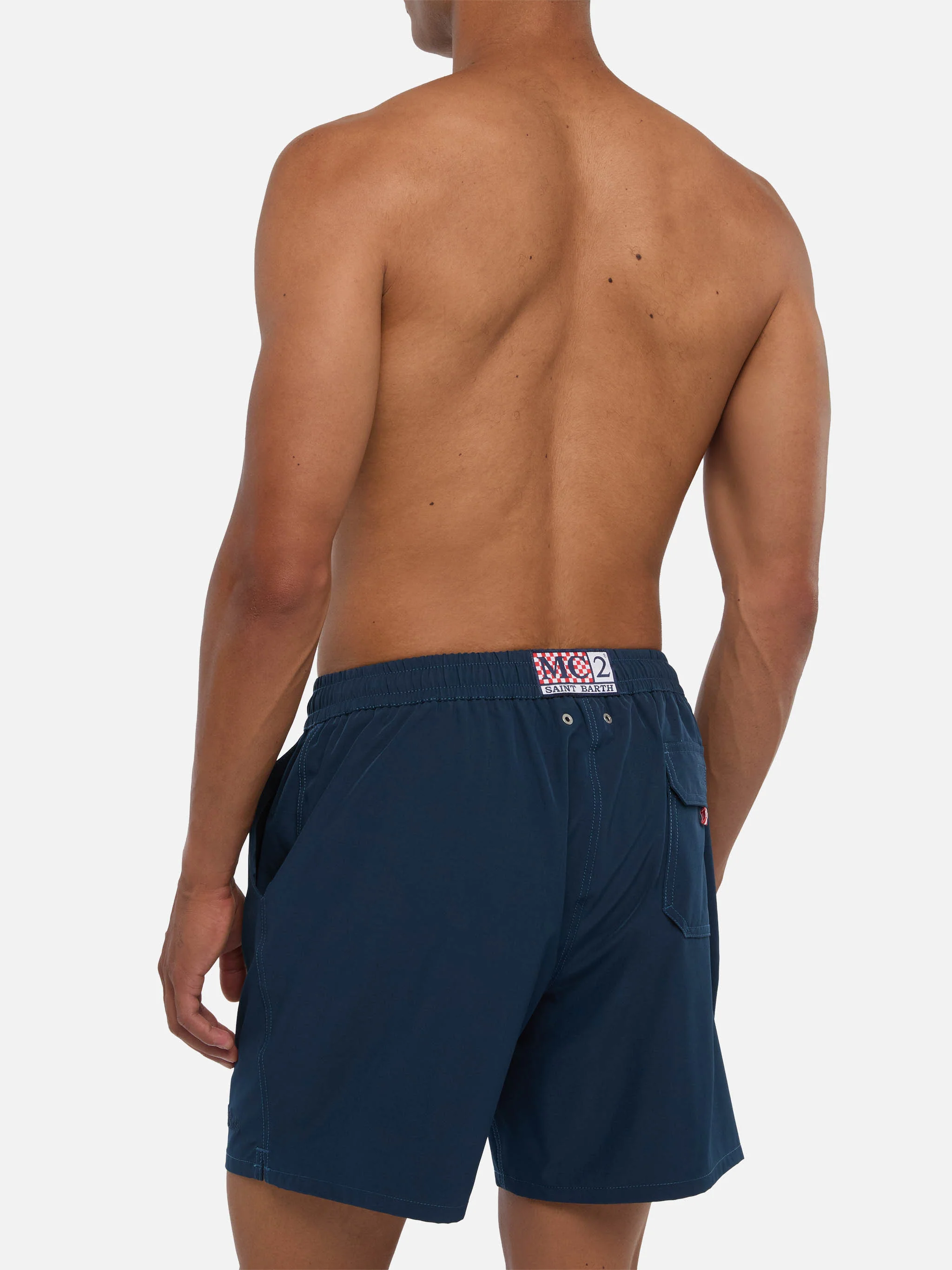 Navy blue Comfort swim shorts with St. Barth embroidery - Image 5