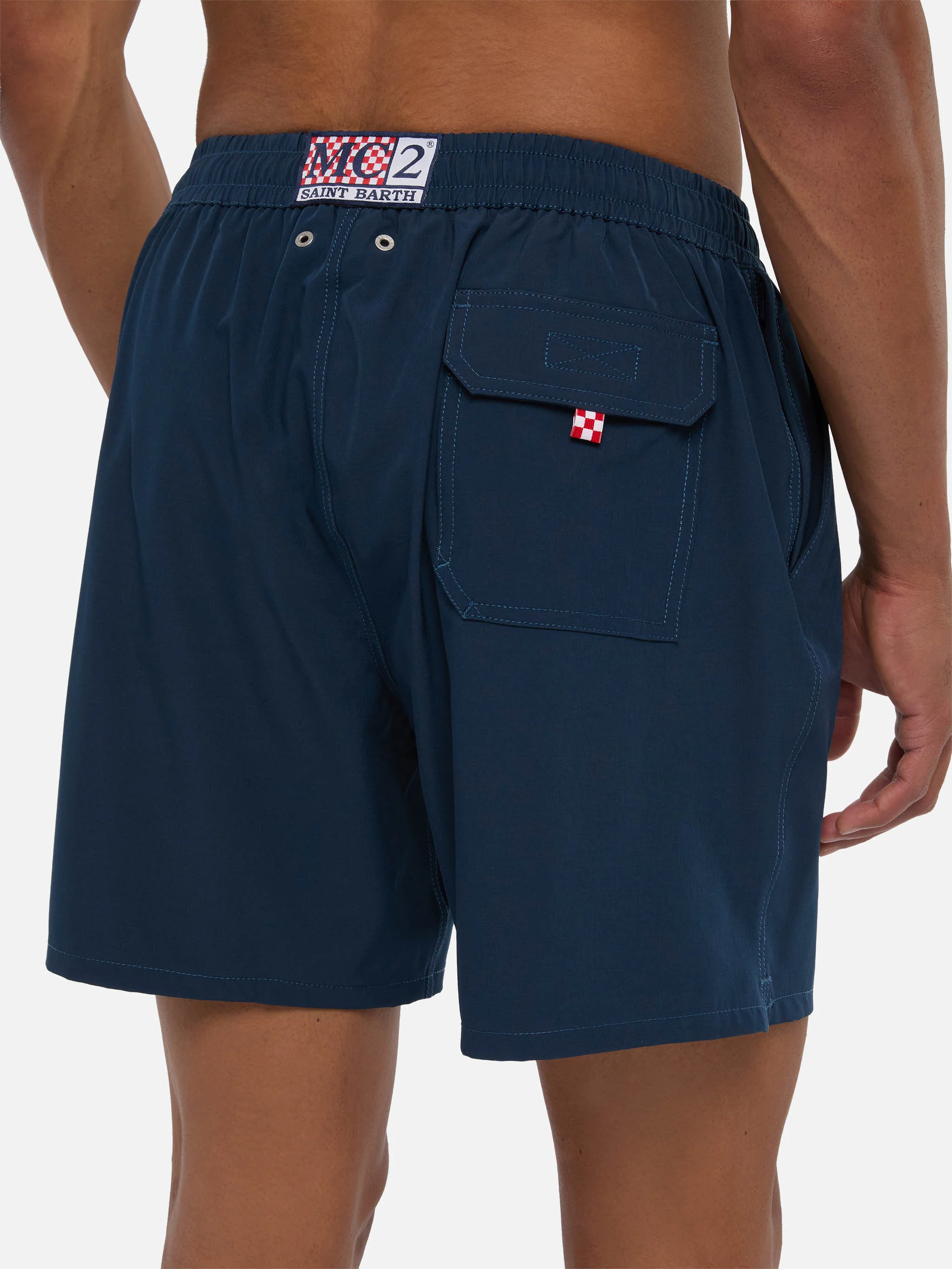 Navy blue Comfort swim shorts with St. Barth embroidery - Image 6