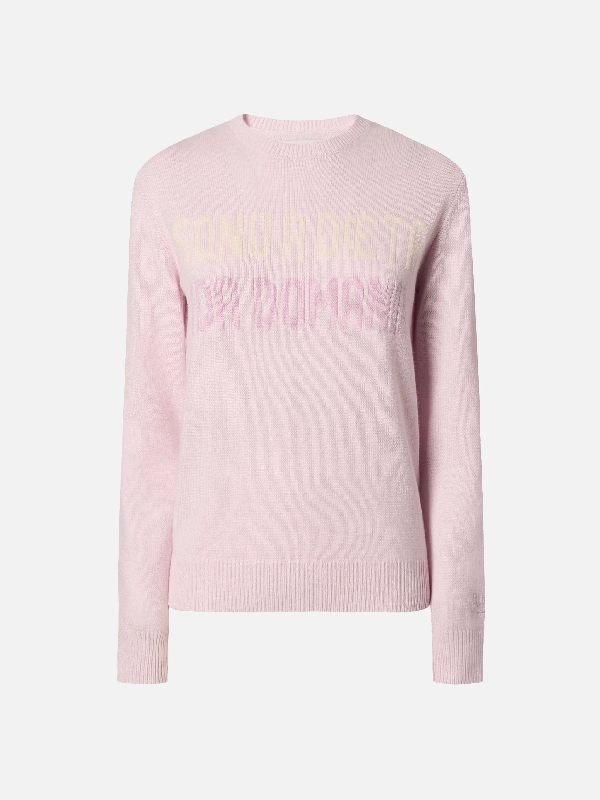 New Queen crewneck in white with Sono a dieta (domani) jacquard - Image 5